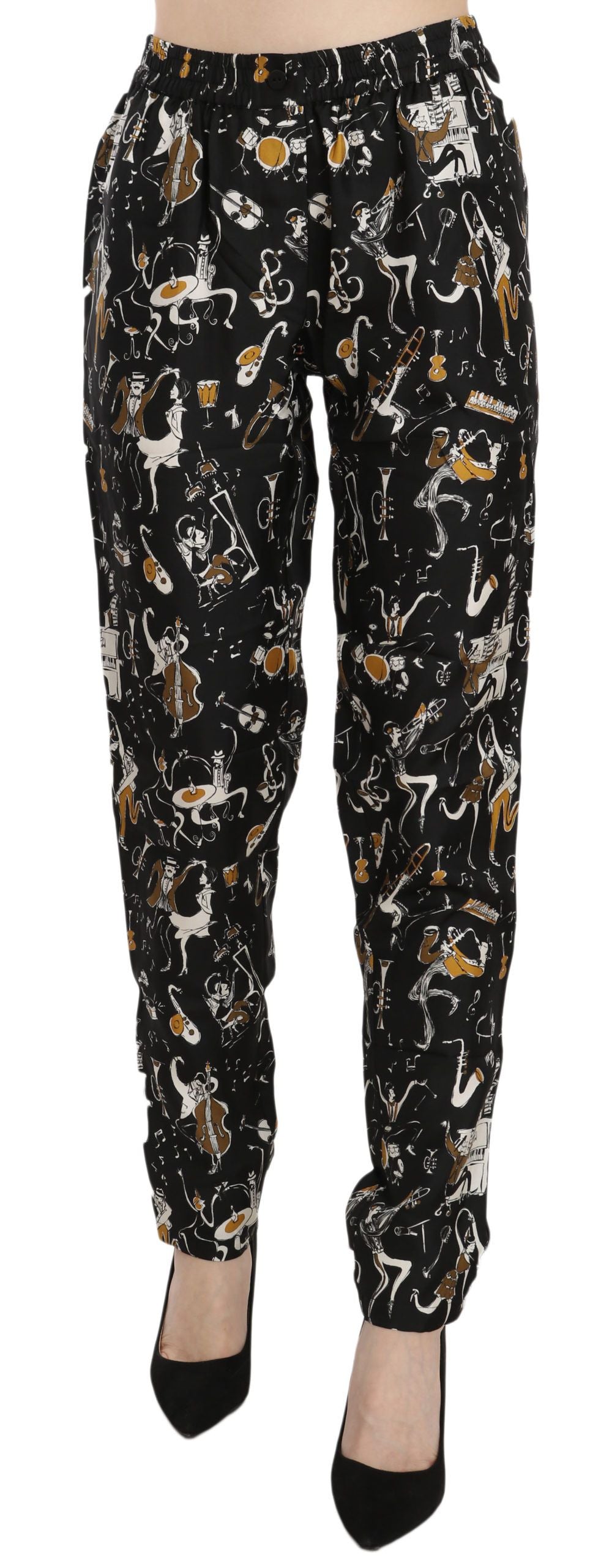 Dolce & Gabbana Pantaloni eleganti in seta affusolati a vita alta