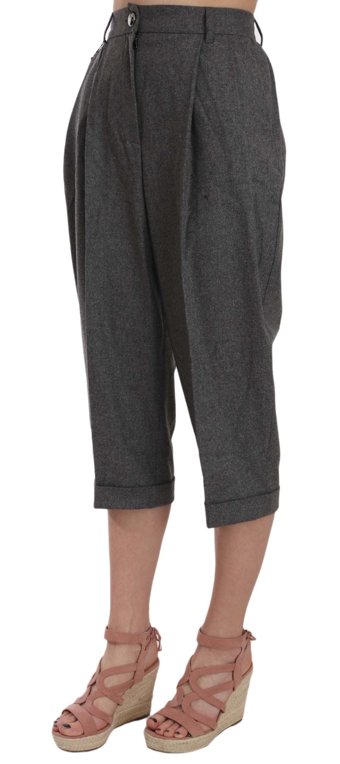 Pantaloni eleganti plissettati in lana-cashmere grigi di Dolce & Gabbana