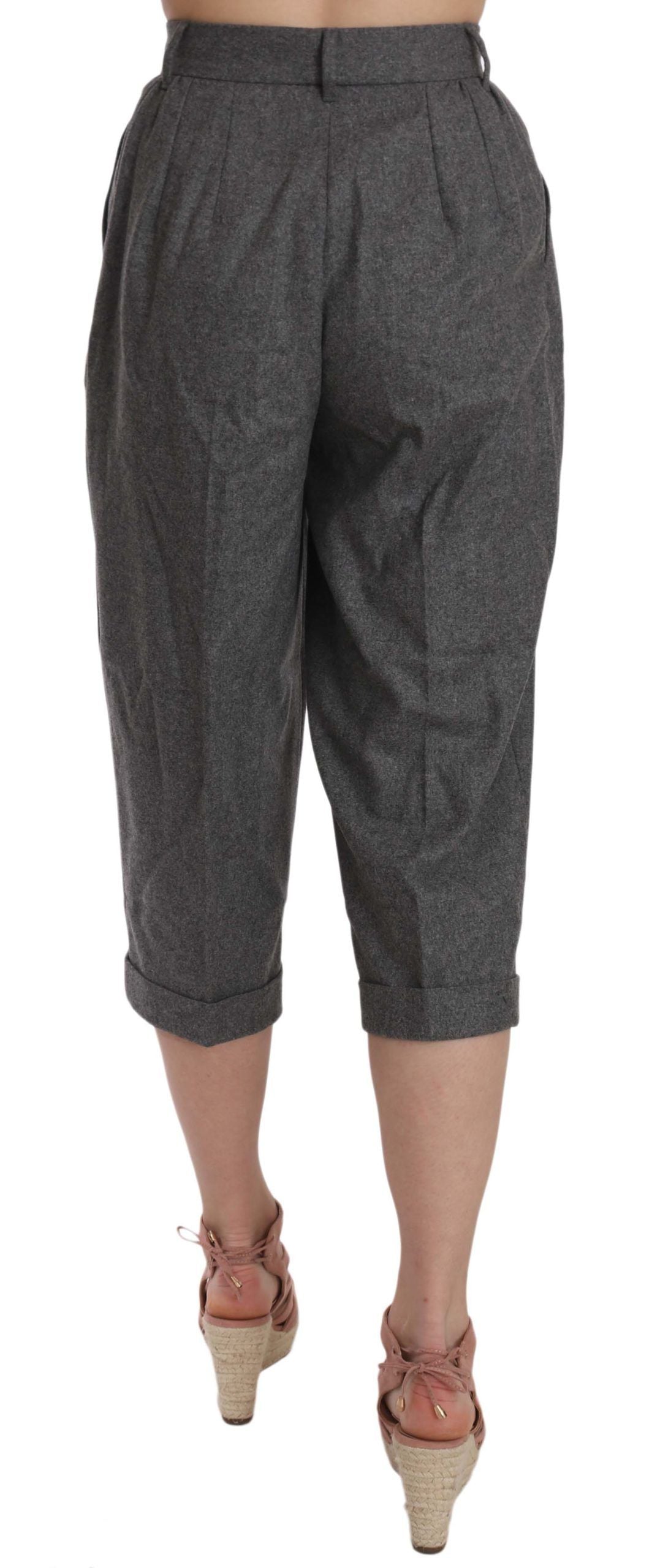 Pantaloni eleganti plissettati in lana-cashmere grigi di Dolce & Gabbana