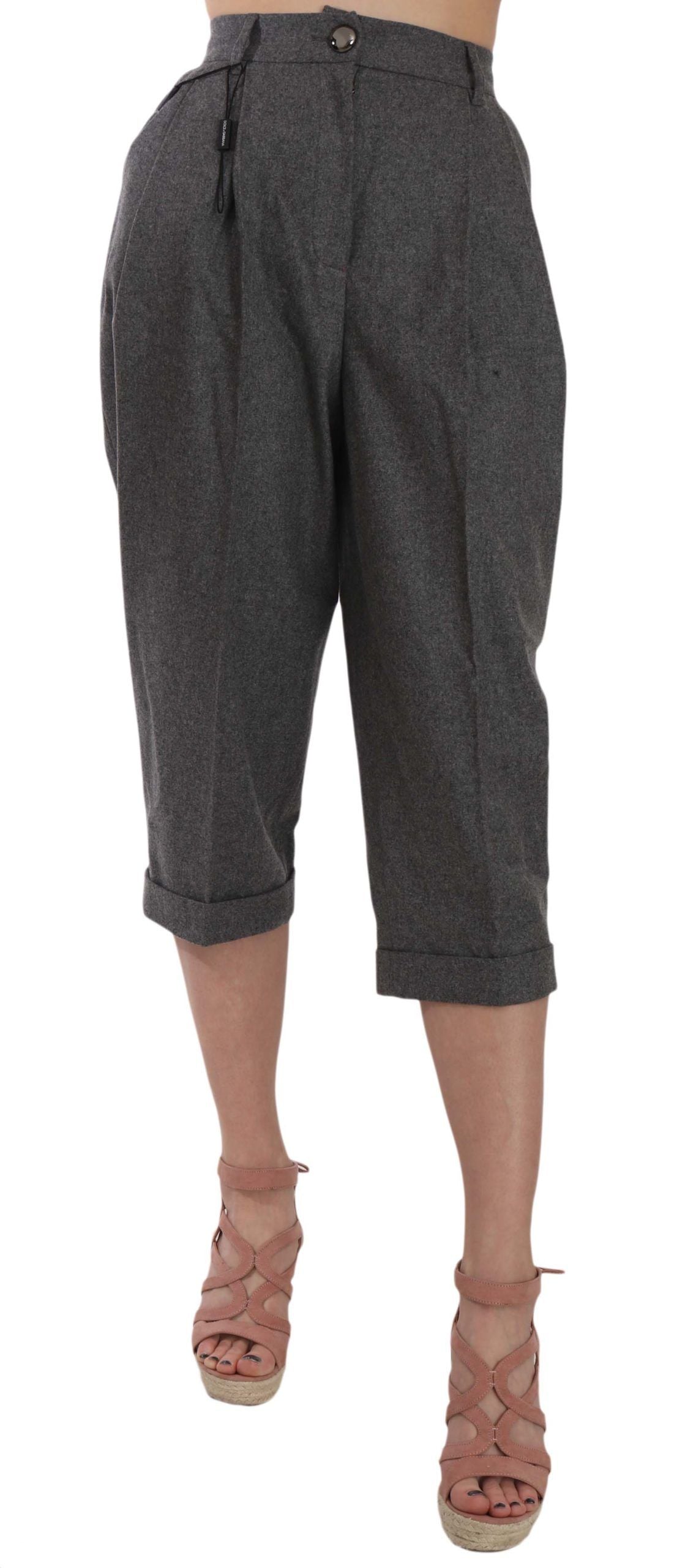 Pantaloni eleganti plissettati in lana-cashmere grigi di Dolce & Gabbana