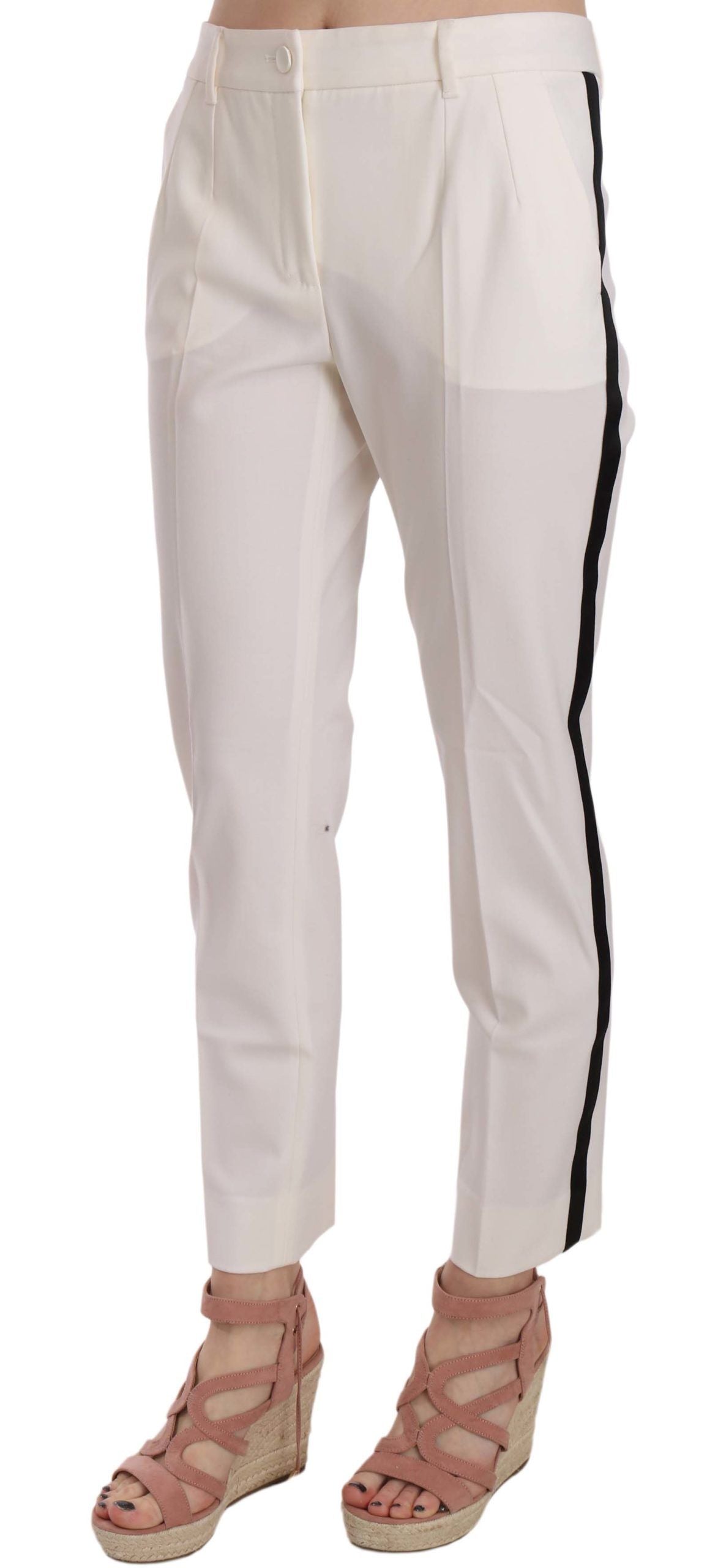 Pantaloni affusolati in lana elegante a righe bianche Dolce & Gabbana
