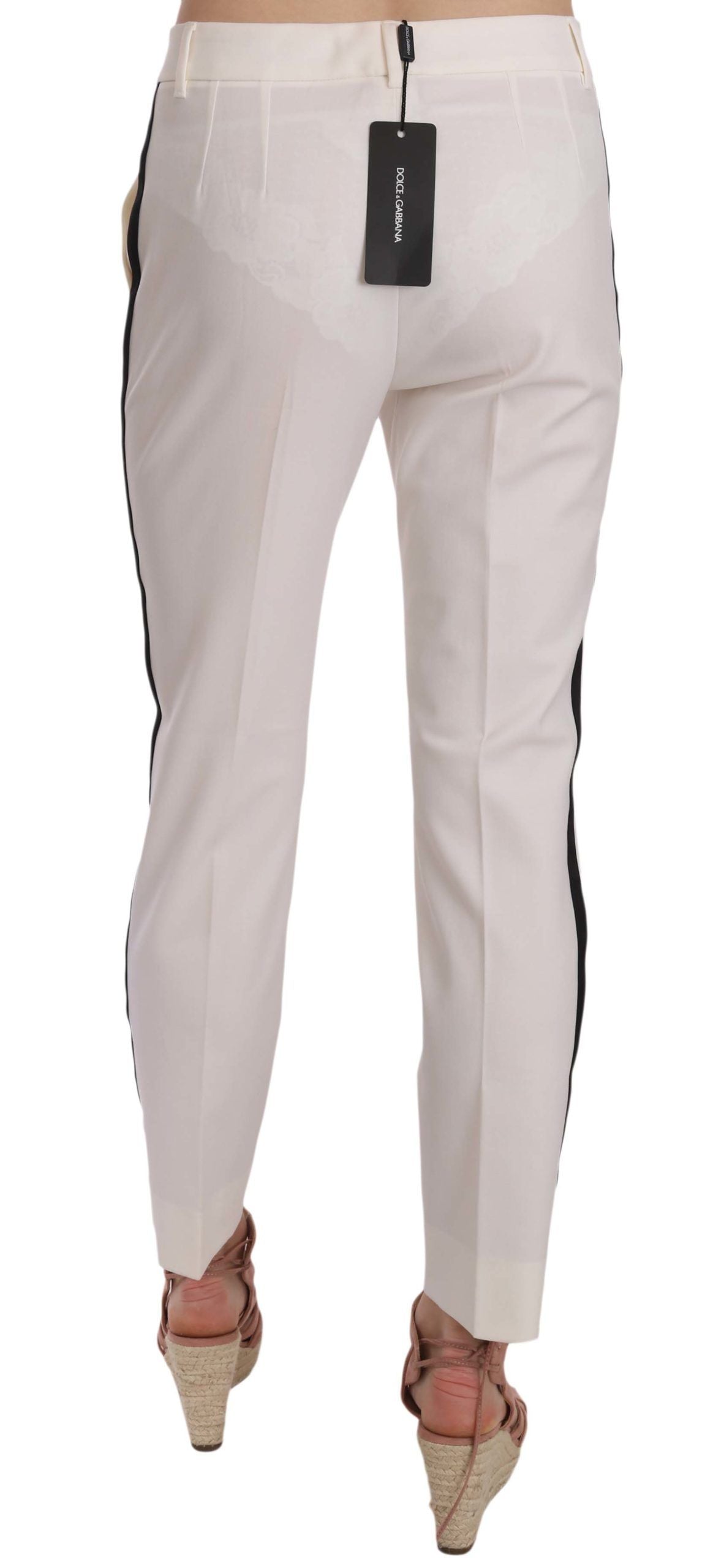 Pantaloni affusolati in lana elegante a righe bianche Dolce & Gabbana