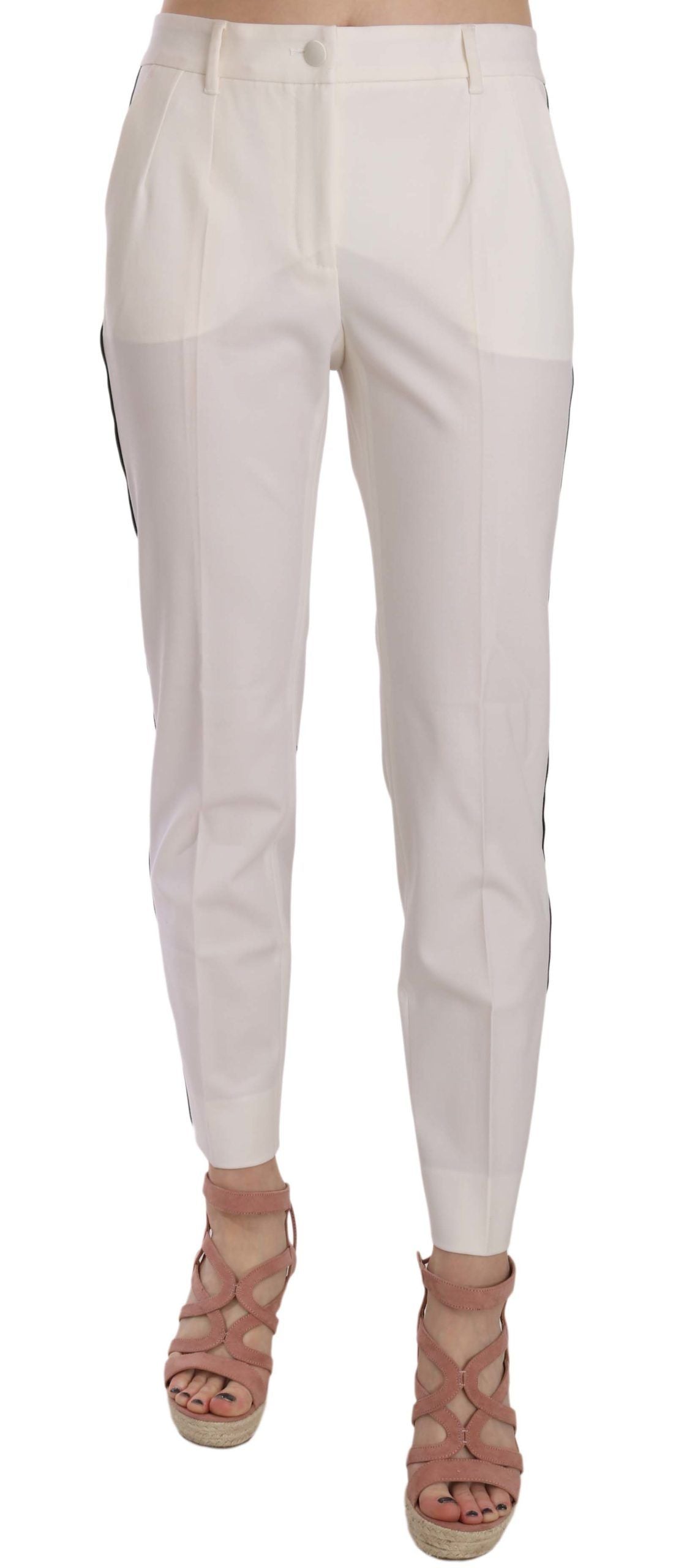 Pantaloni affusolati in lana elegante a righe bianche Dolce & Gabbana