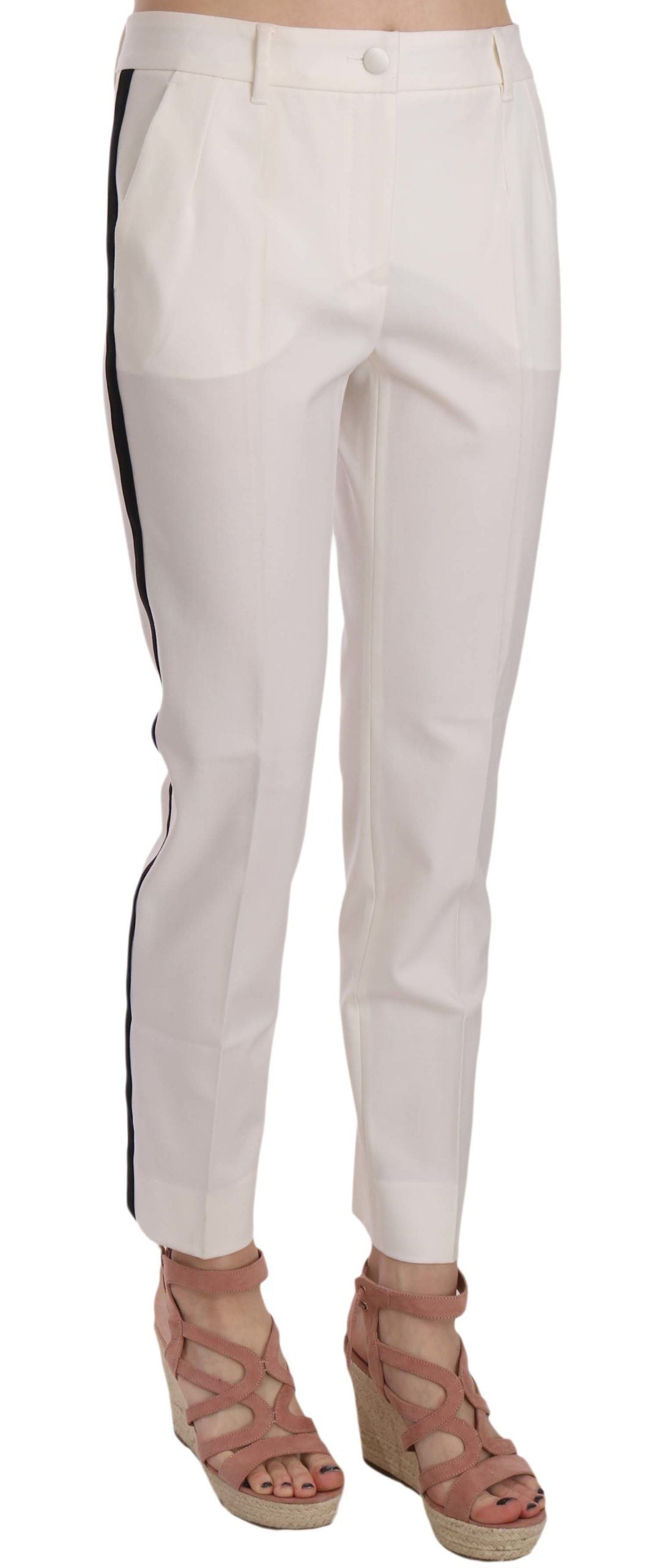 Pantaloni affusolati in lana elegante a righe bianche Dolce & Gabbana