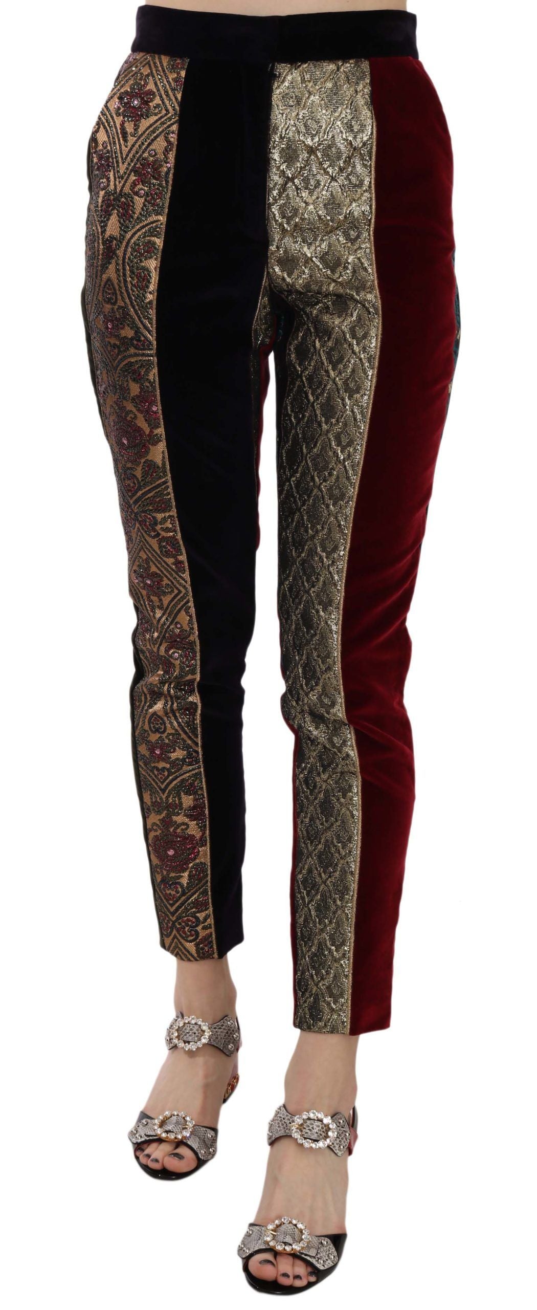 Pantaloni cropped eleganti in jacquard multicolor Dolce & Gabbana