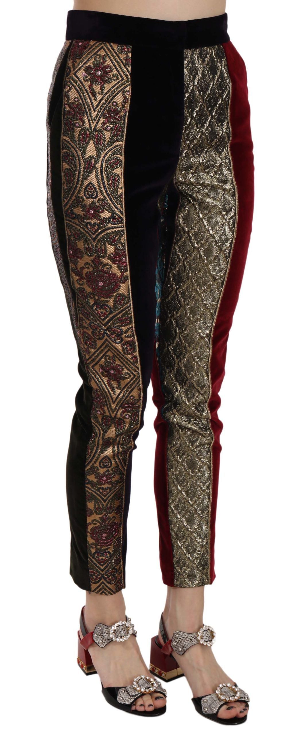 Pantaloni cropped eleganti in jacquard multicolor Dolce & Gabbana