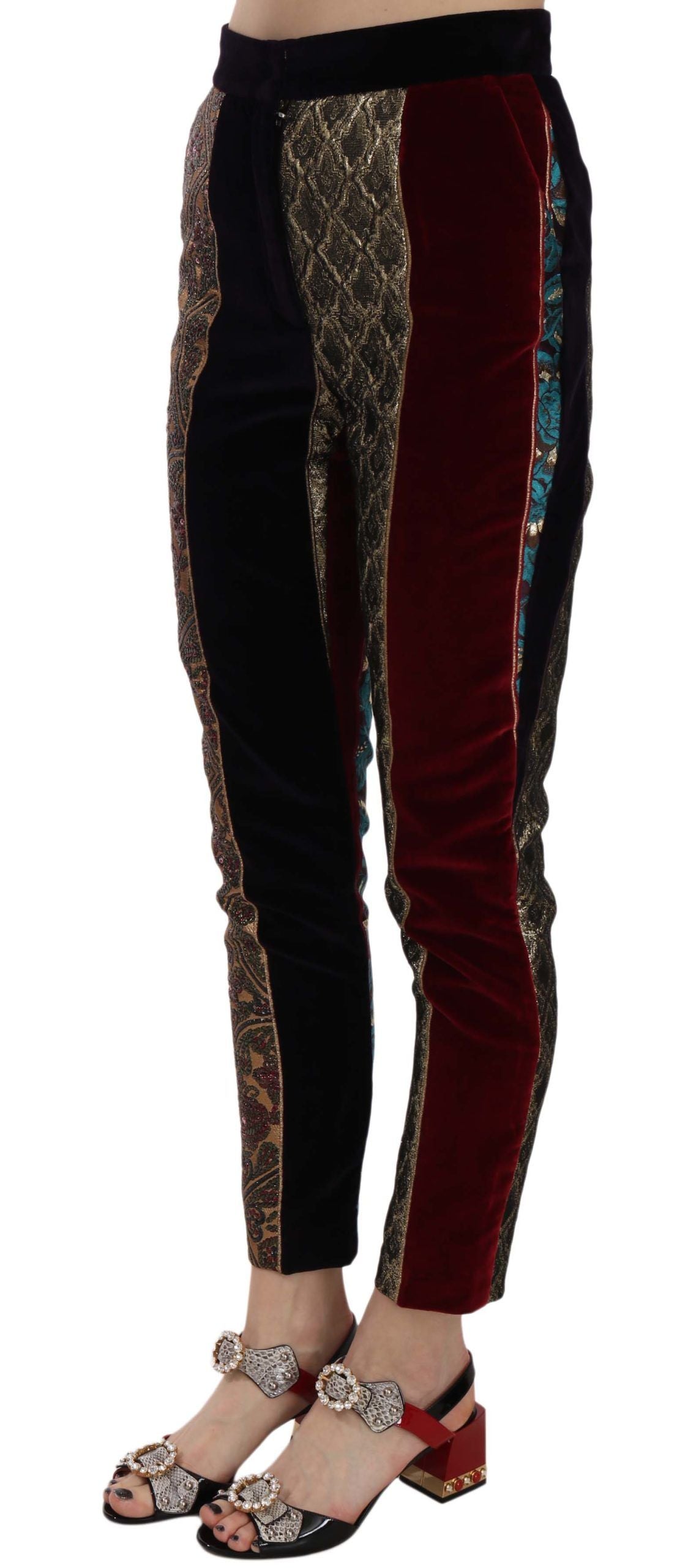Pantaloni cropped eleganti in jacquard multicolor Dolce & Gabbana