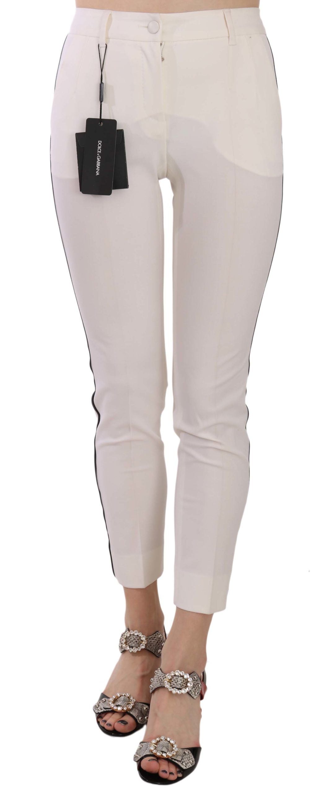 Pantaloni cropped in lana eleganti con righe laterali di Dolce & Gabbana