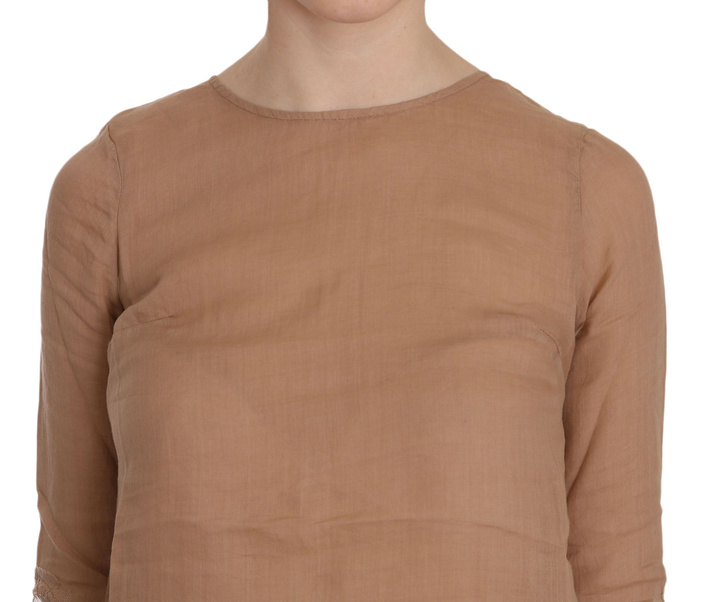 MEMORI ROSA Elegante mini abito a trapezio marrone