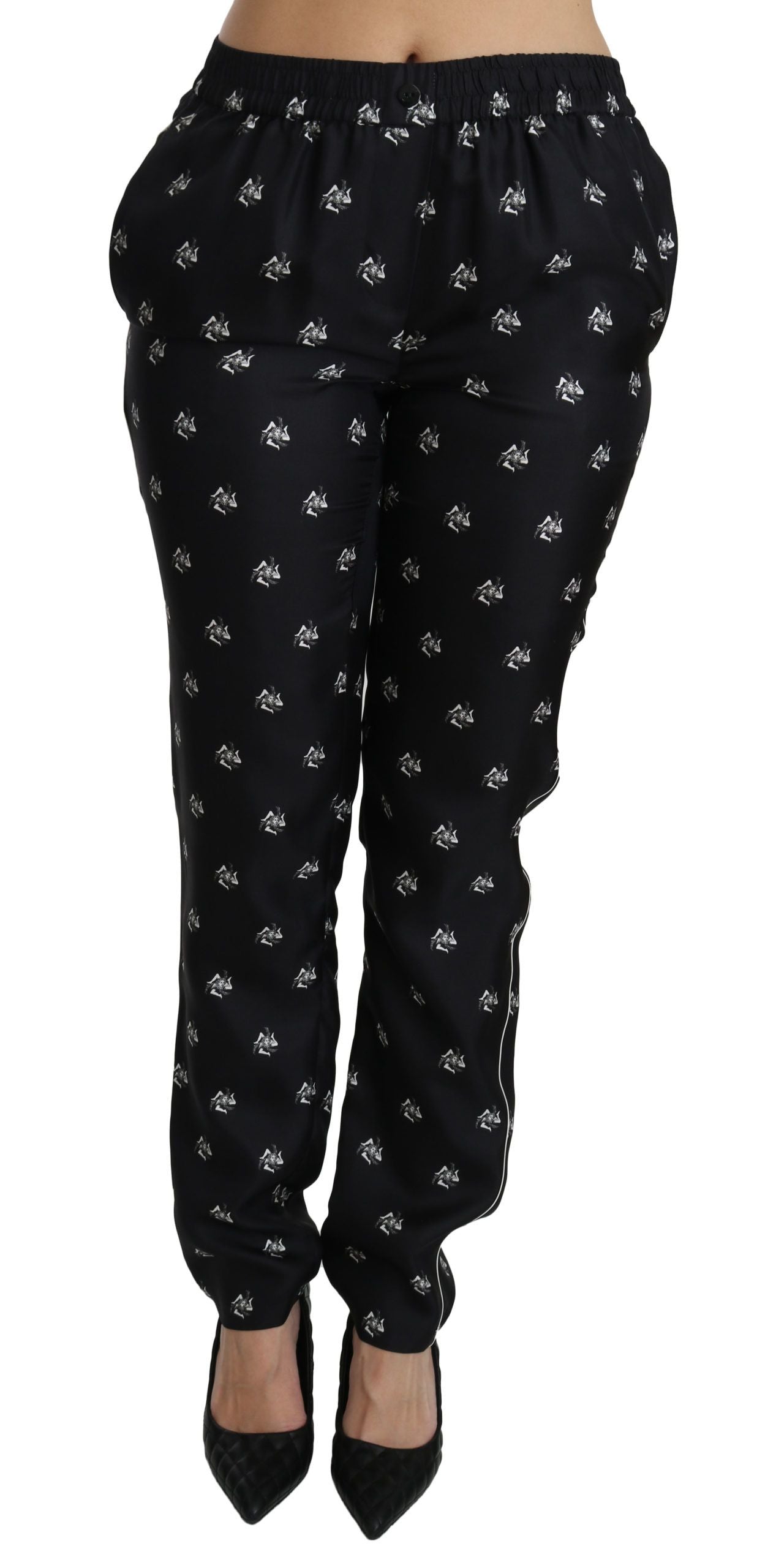 Dolce & Gabbana Pantaloni skinny in seta eleganti a vita media