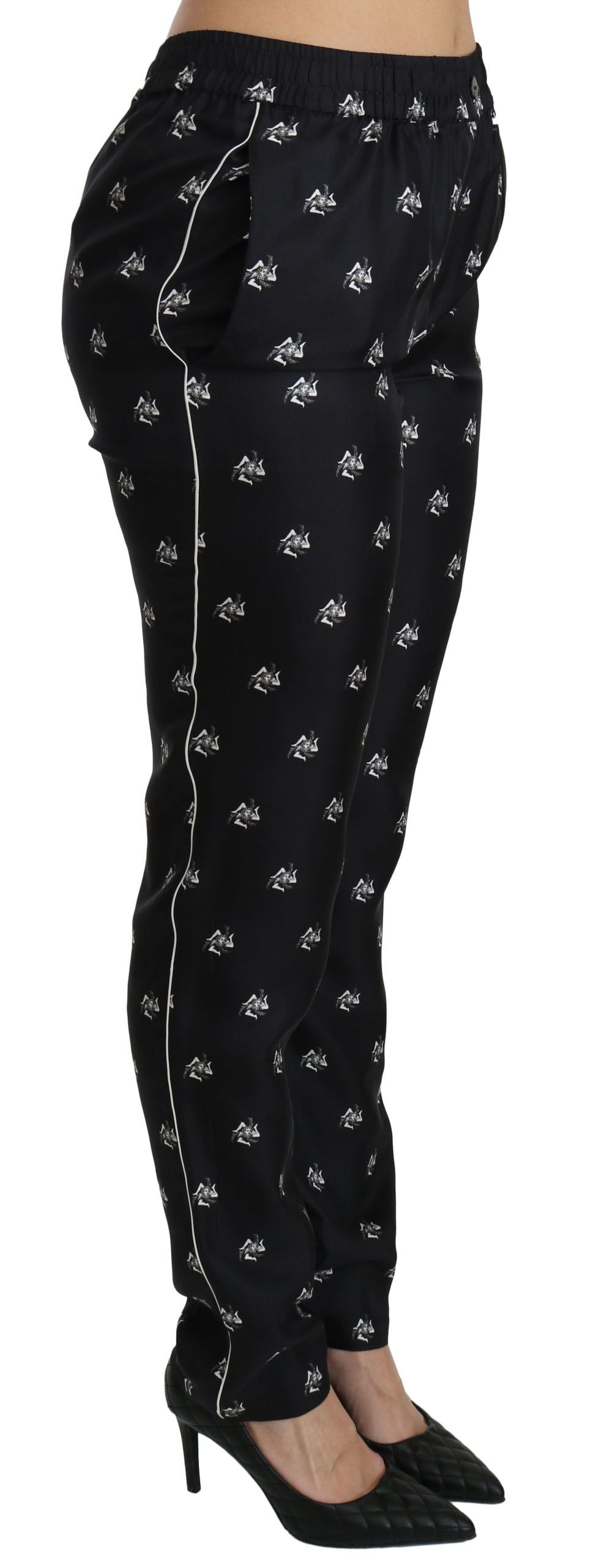 Dolce & Gabbana Pantaloni skinny in seta eleganti a vita media