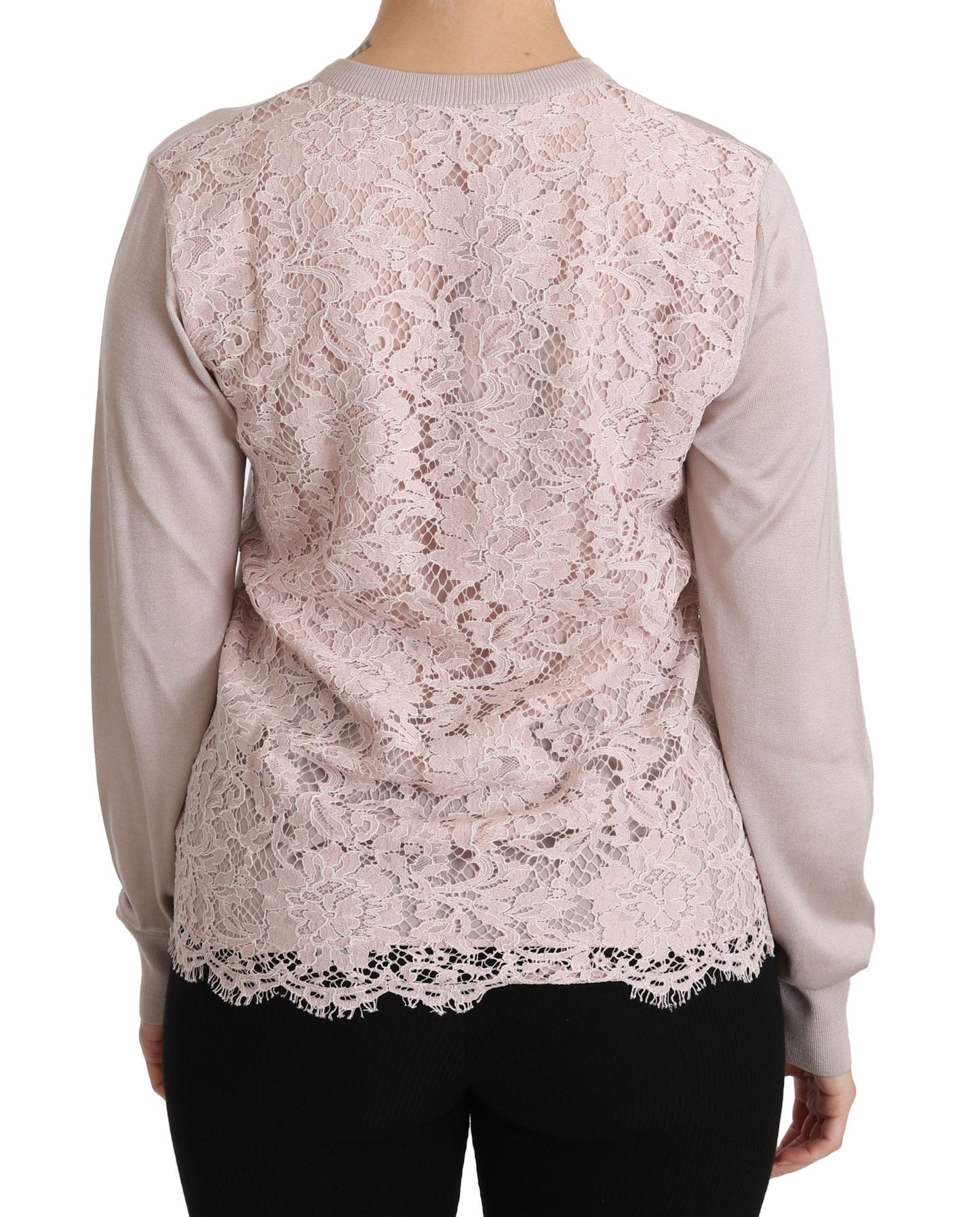 Cardigan girocollo Dolce & Gabbana in misto seta rosa