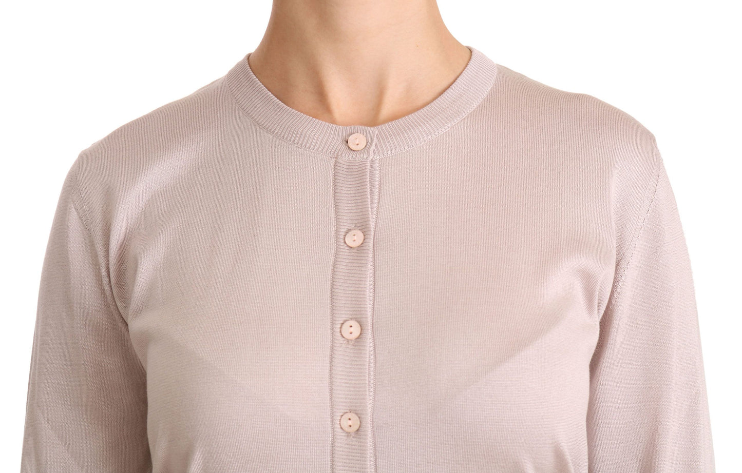 Cardigan girocollo Dolce & Gabbana in misto seta rosa