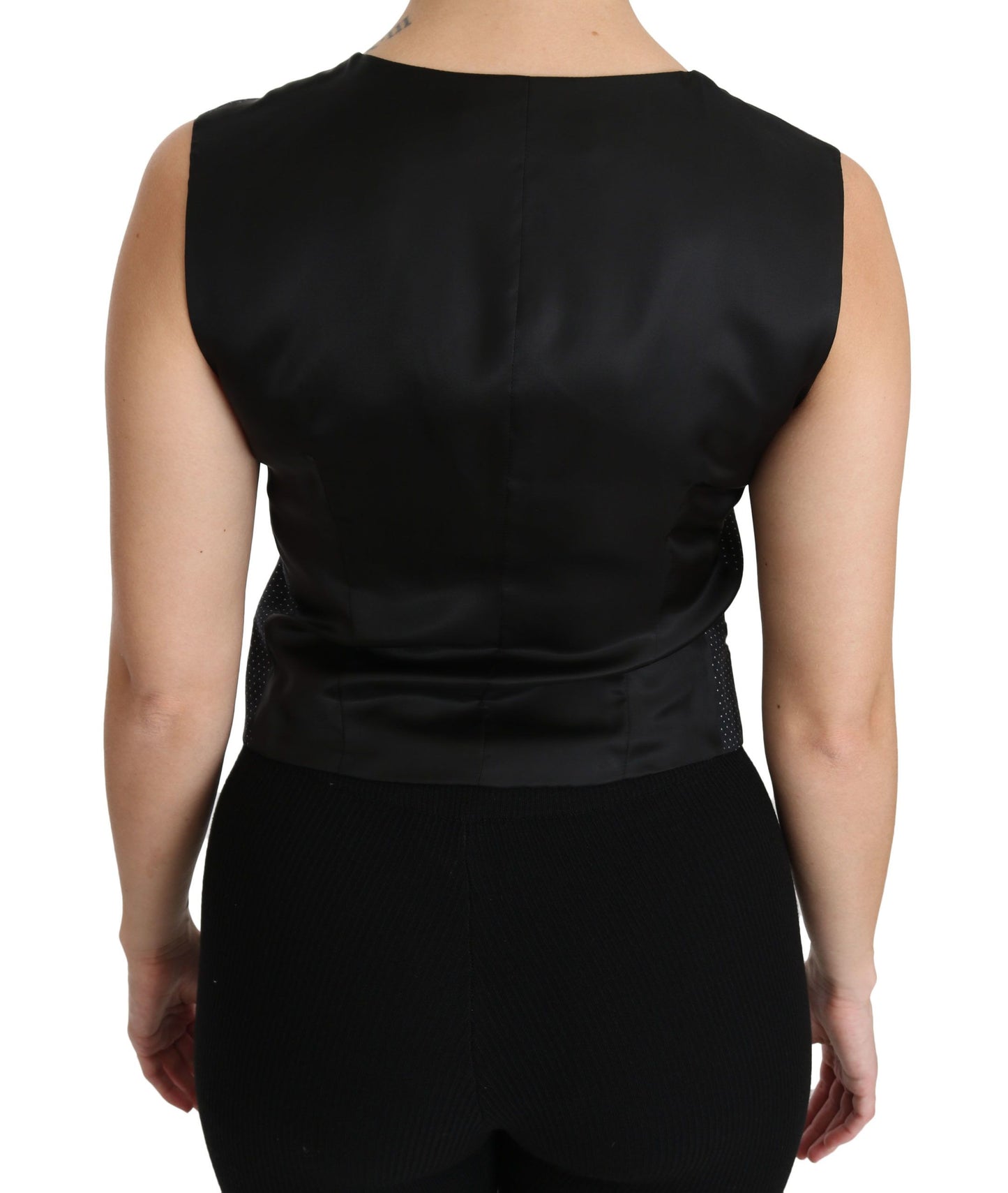 Dolce & Gabbana Gilet senza maniche in misto lana punteggiato nero chic