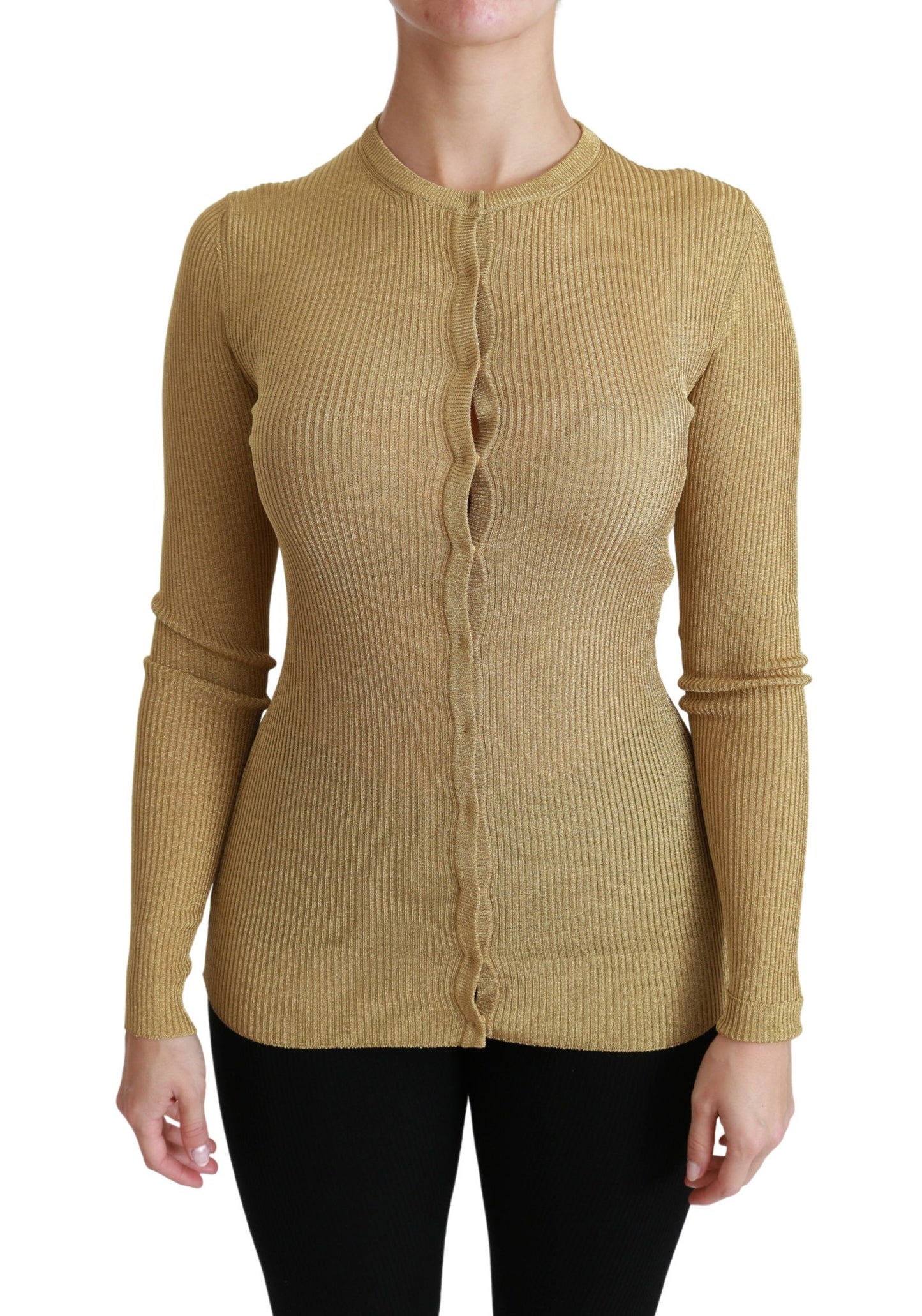 Cardigan dorato elegante a maniche lunghe Dolce & Gabbana