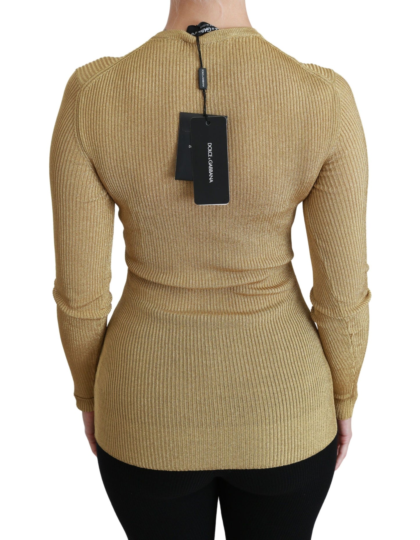 Cardigan dorato elegante a maniche lunghe Dolce & Gabbana