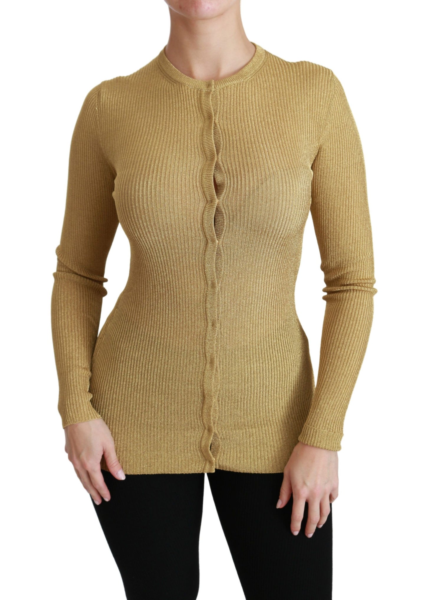 Cardigan dorato elegante a maniche lunghe Dolce & Gabbana