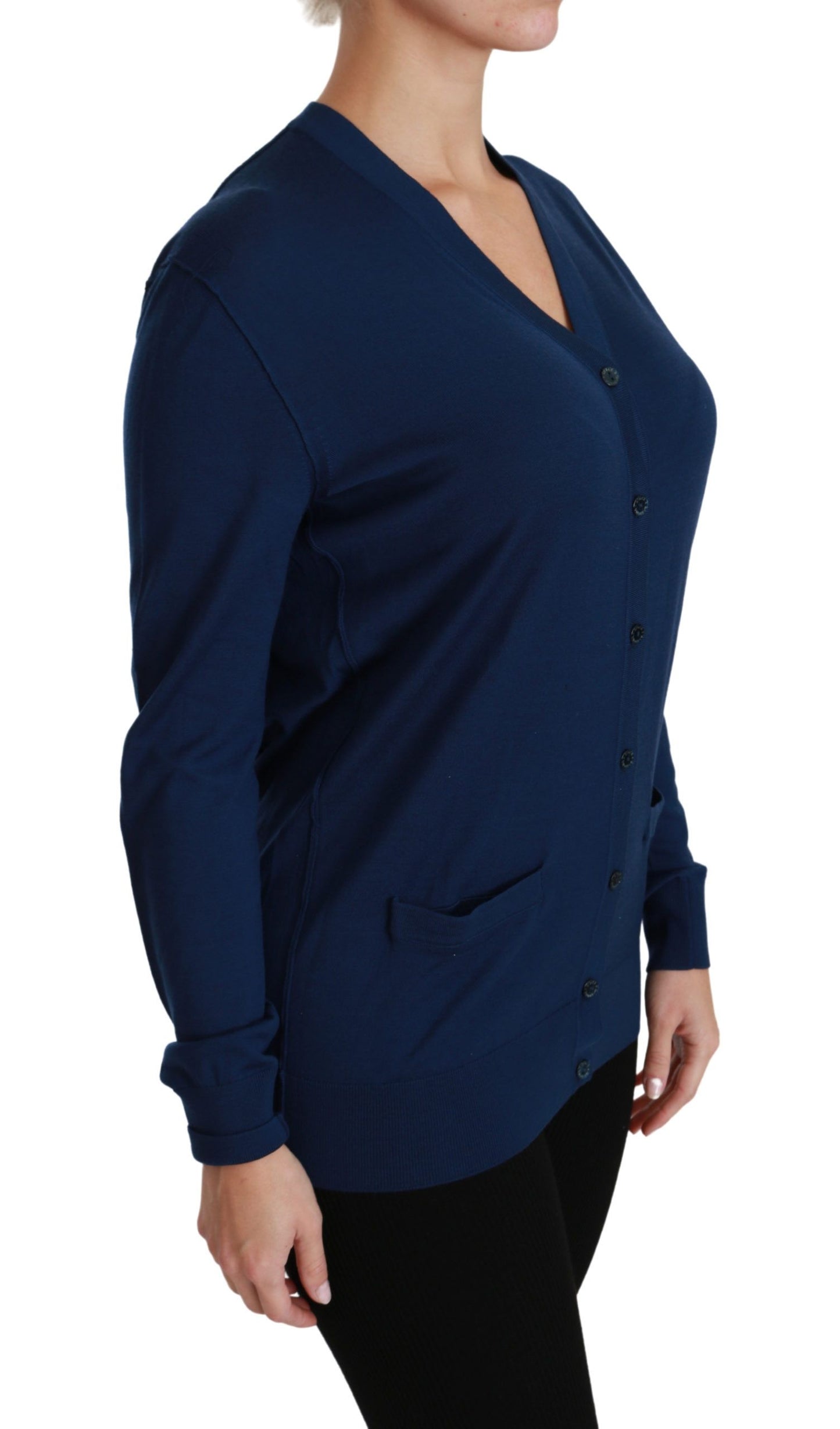 Dolce & Gabbana Elegante Cardigan in Lana Vergine Blu