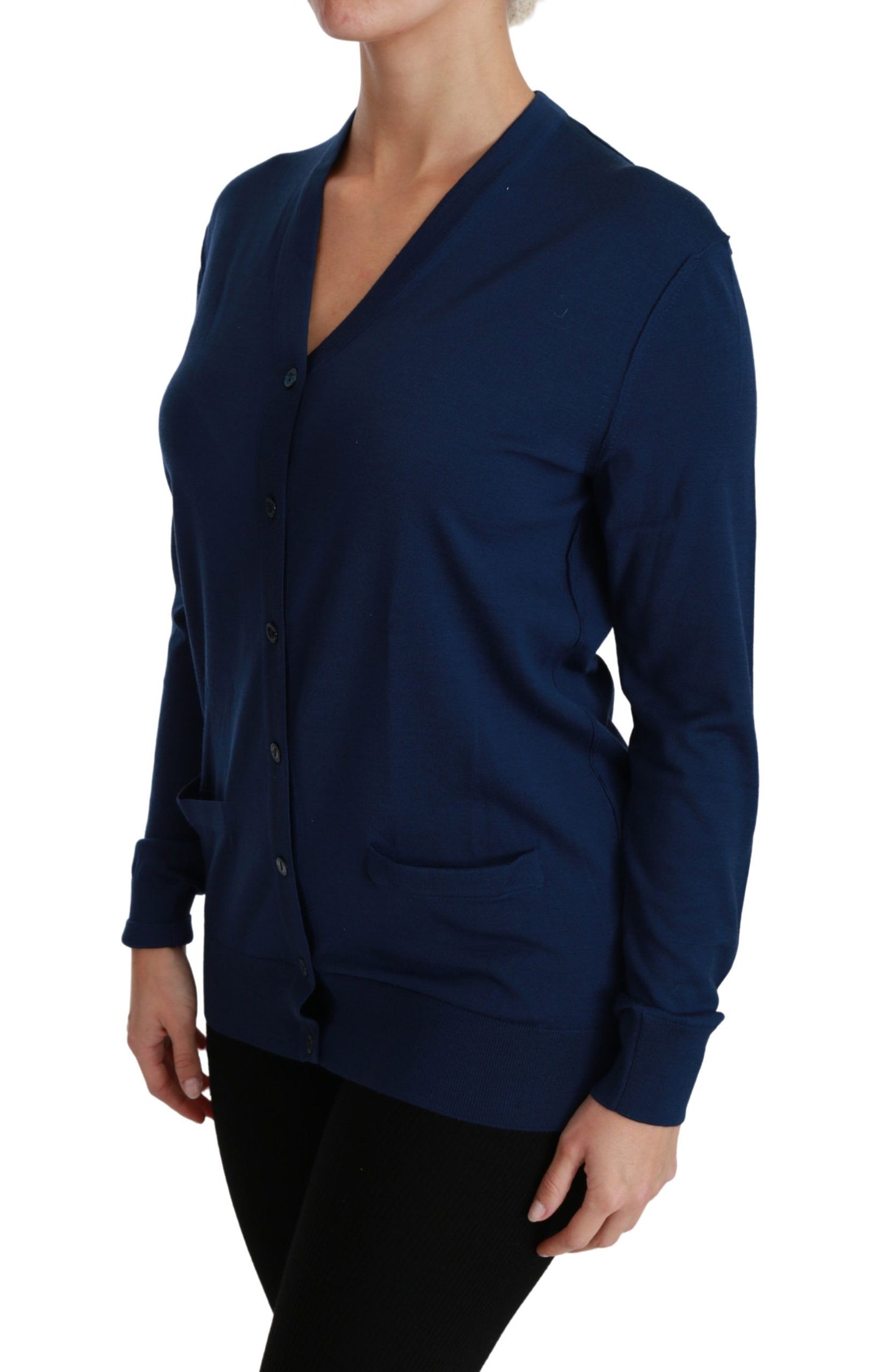 Dolce & Gabbana Elegante Cardigan in Lana Vergine Blu