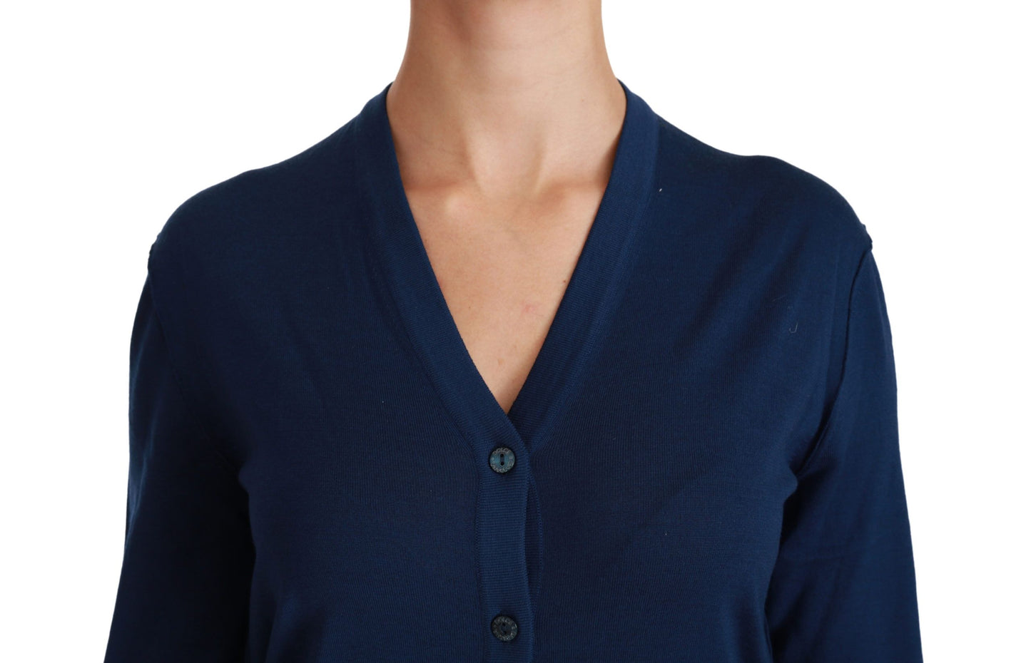 Dolce & Gabbana Elegante Cardigan in Lana Vergine Blu