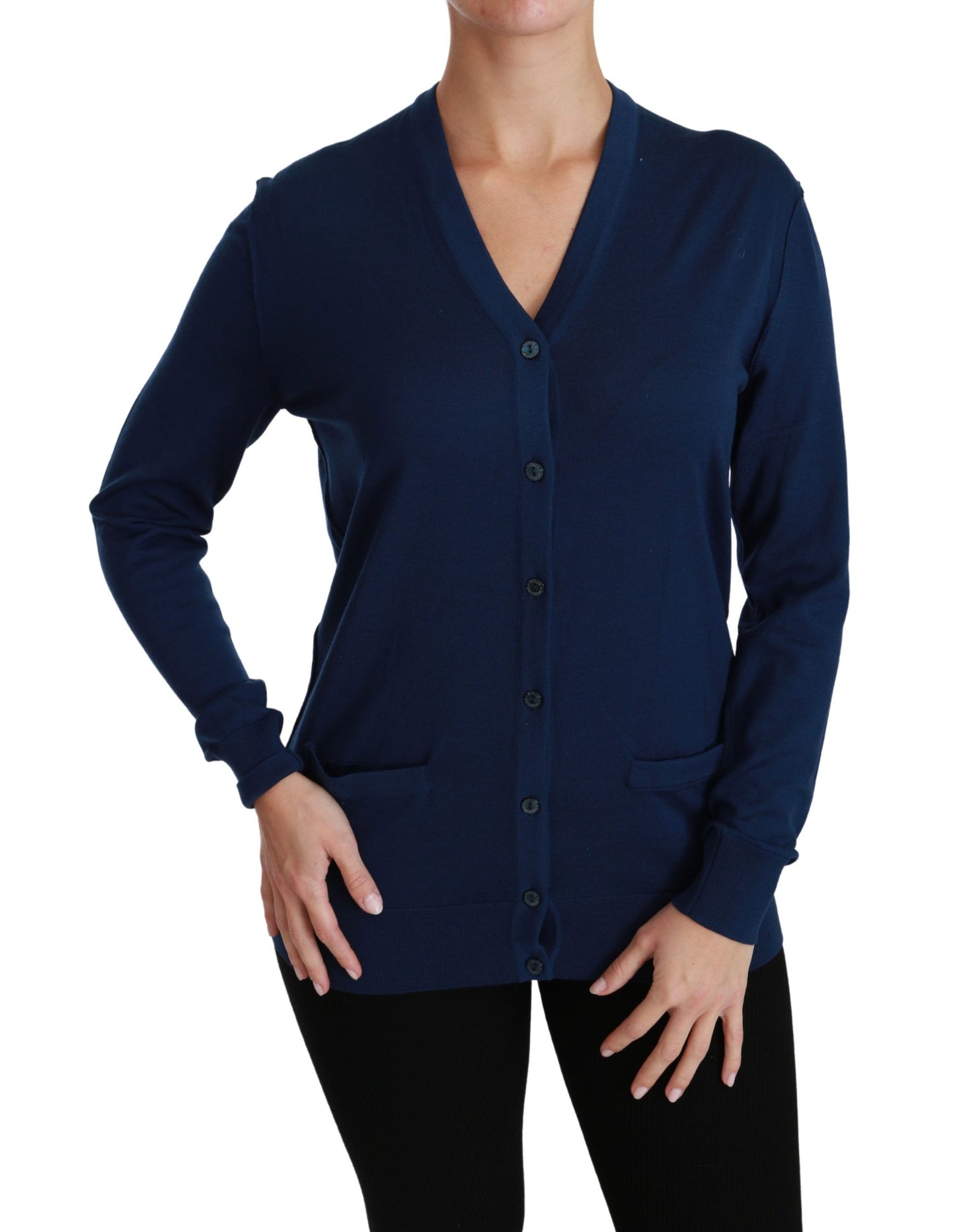 Dolce & Gabbana Elegante Cardigan in Lana Vergine Blu