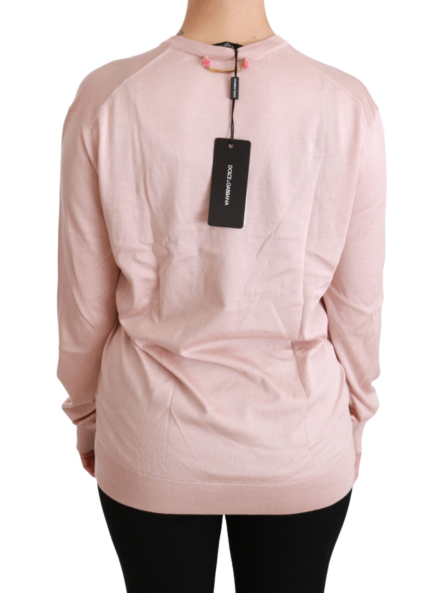 Dolce & Gabbana Maglione con scollo a V in seta floreale rosa