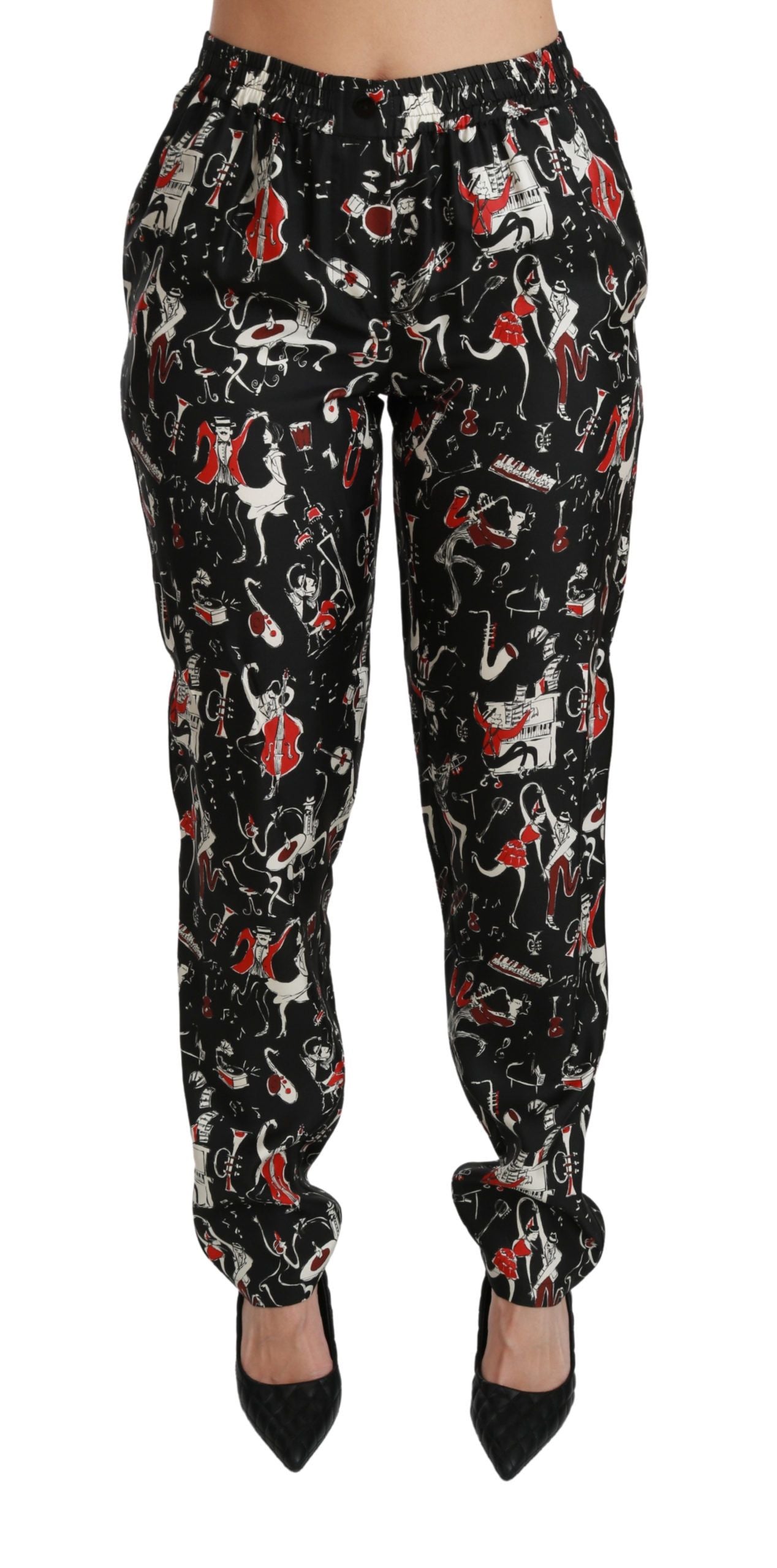Pantaloni a vita media slim fit in seta elegante Dolce & Gabbana