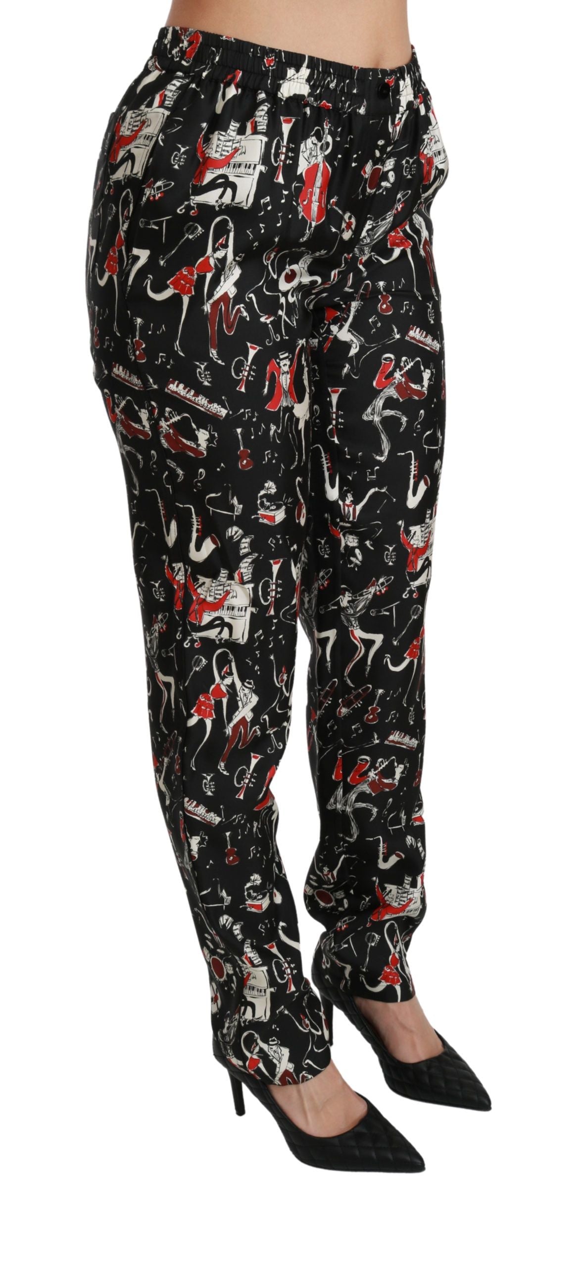 Pantaloni a vita media slim fit in seta elegante Dolce & Gabbana