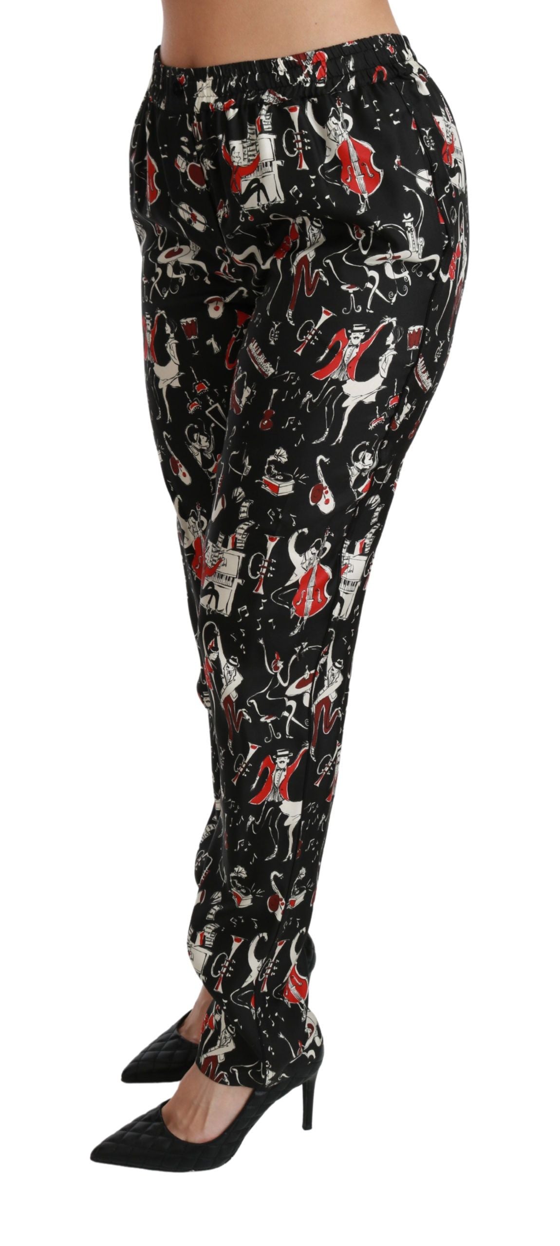 Pantaloni a vita media slim fit in seta elegante Dolce & Gabbana