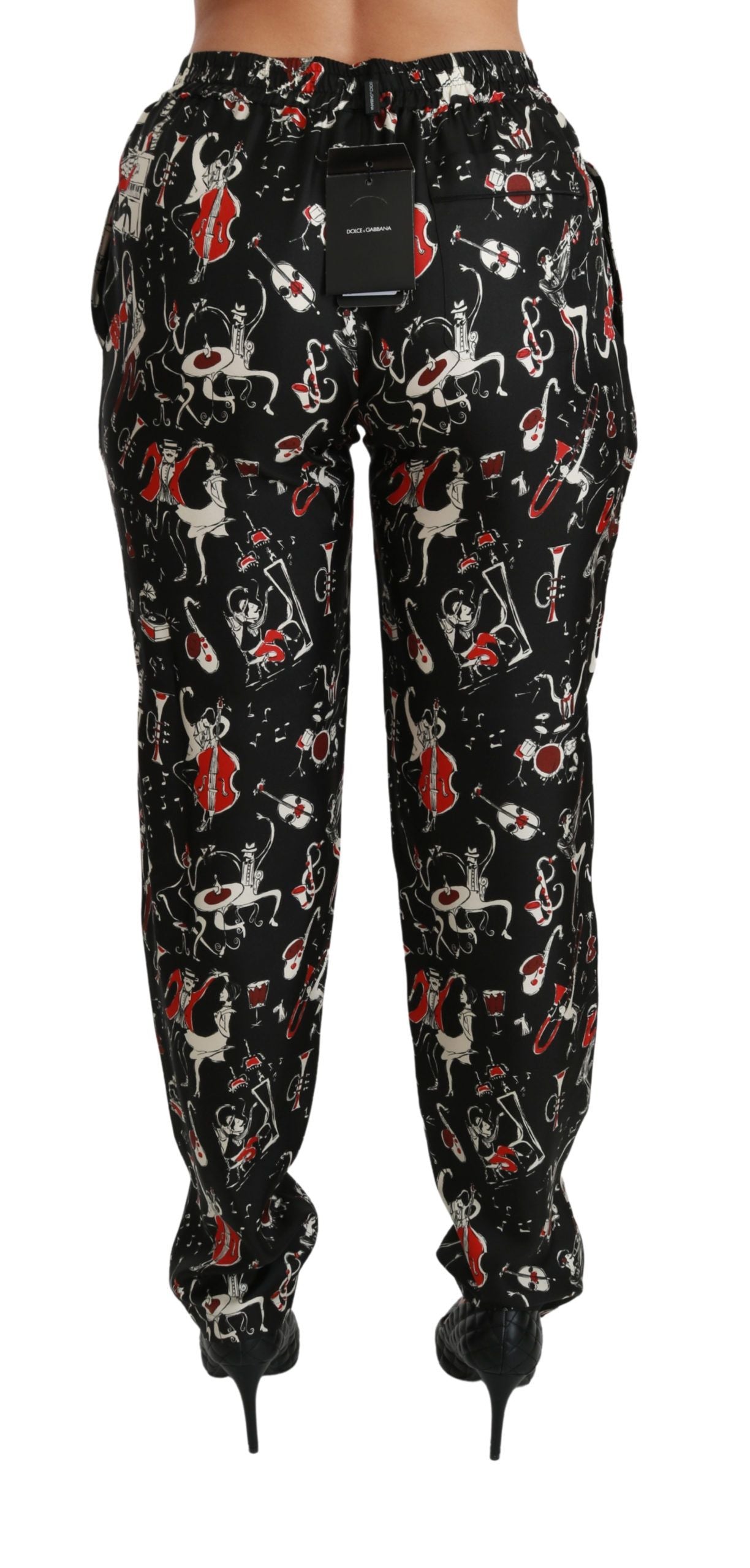 Pantaloni a vita media slim fit in seta elegante Dolce & Gabbana