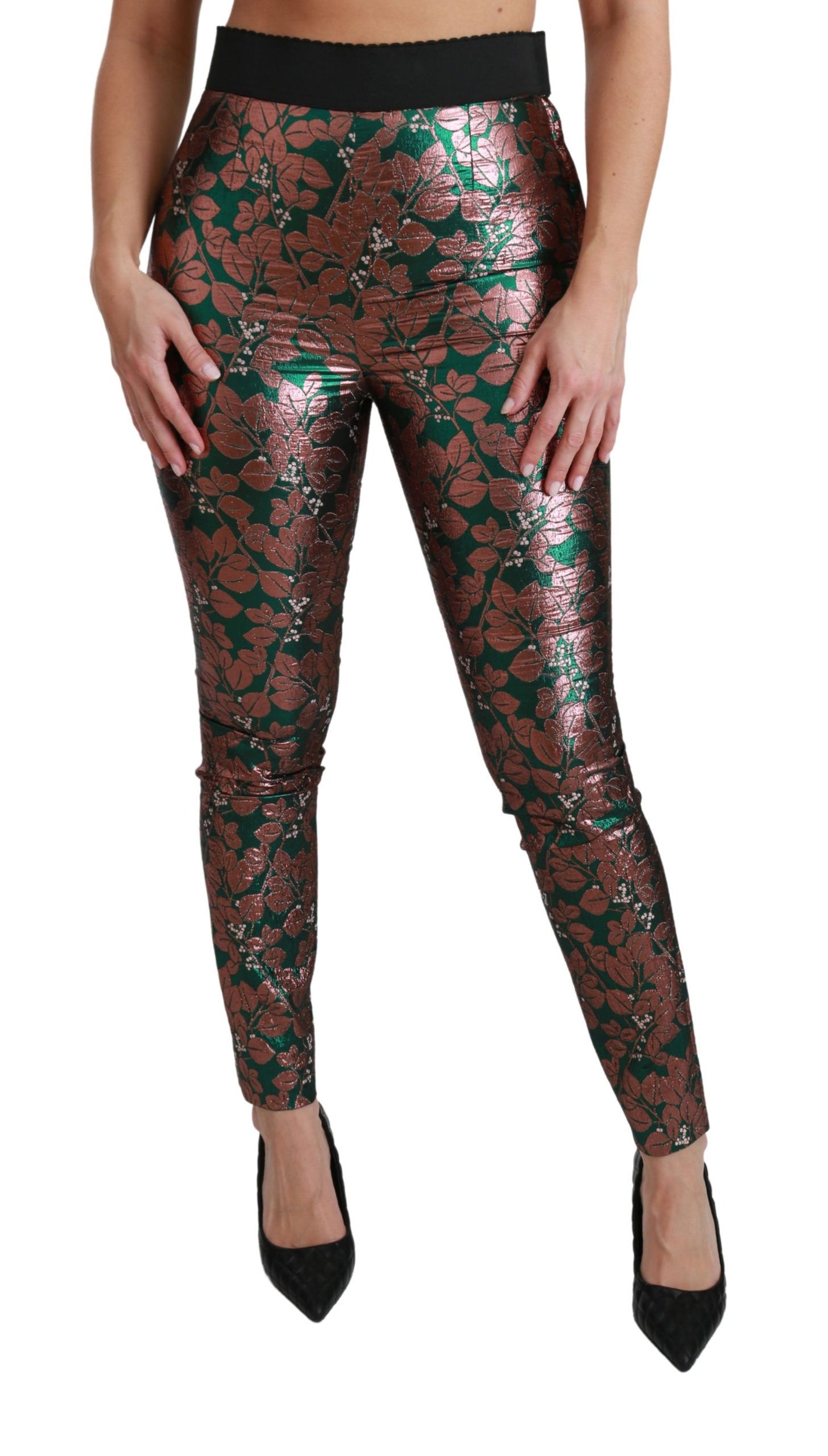 Pantaloni eleganti metallizzati foglia bronzo Dolce & Gabbana