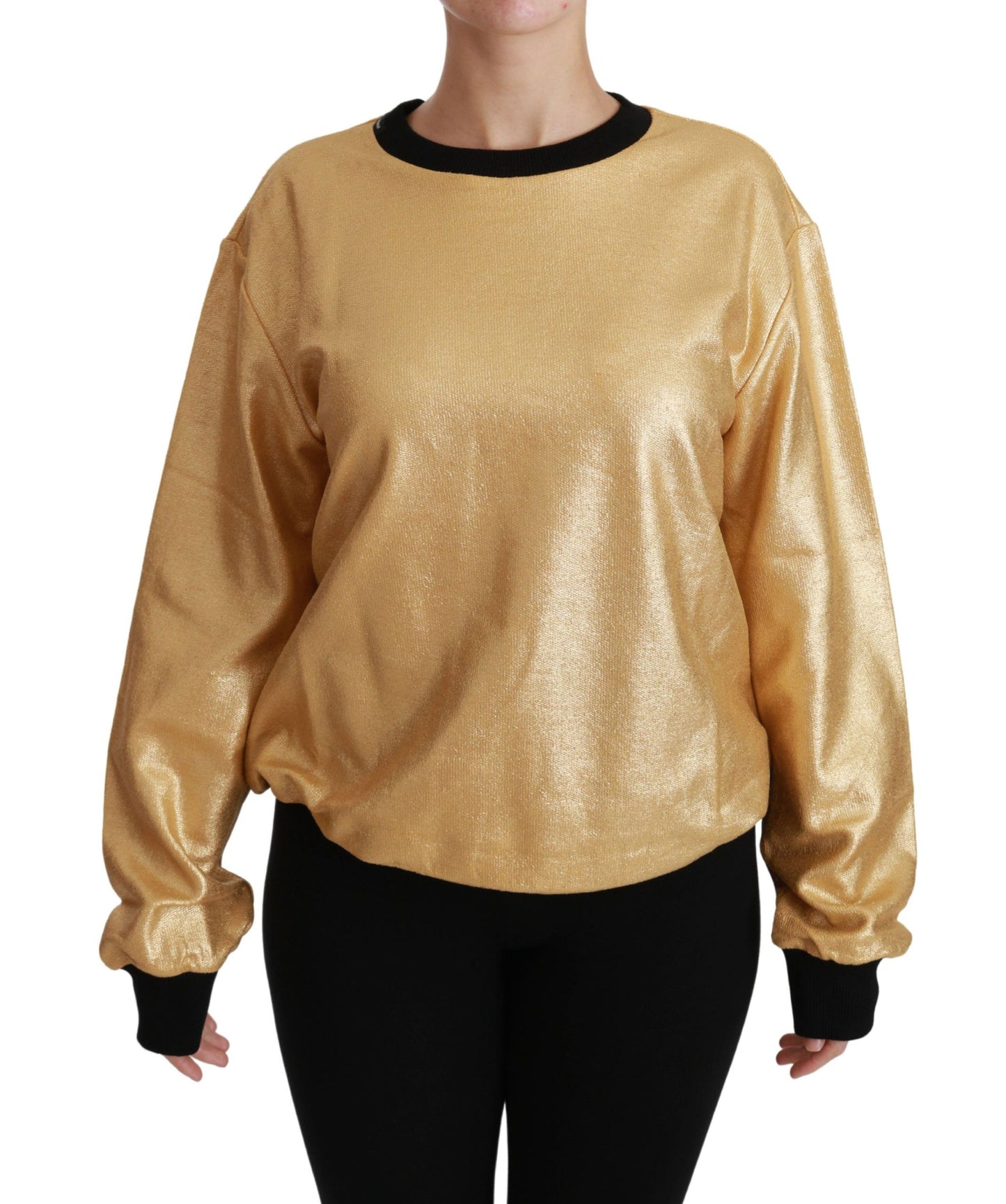 Dolce & Gabbana Elegante Maglione Girocollo In Cotone Oro