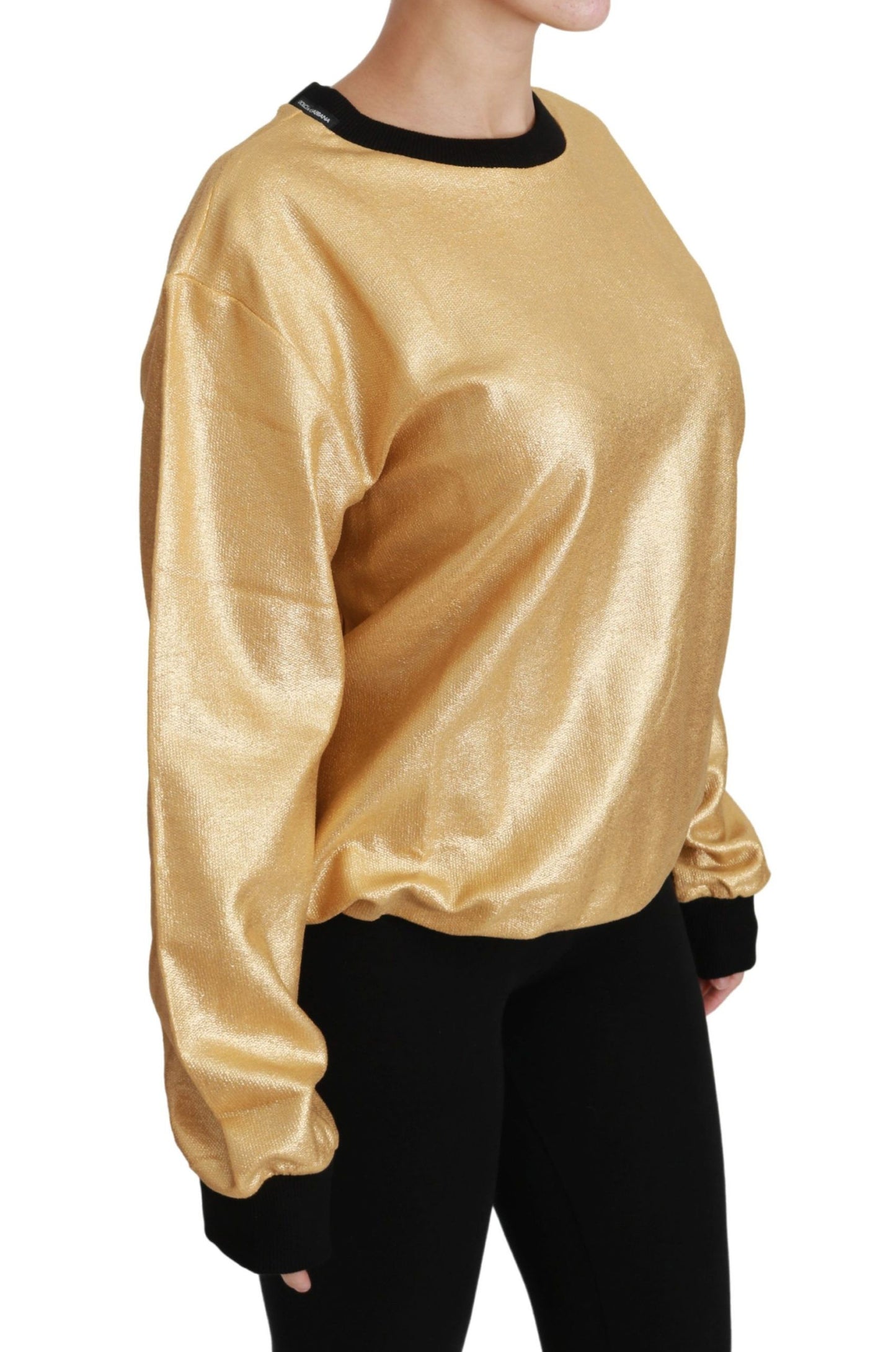 Dolce & Gabbana Elegante Maglione Girocollo In Cotone Oro