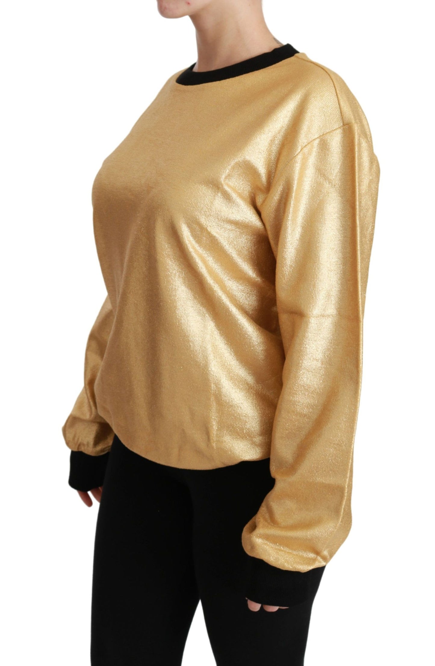 Dolce & Gabbana Elegante Maglione Girocollo In Cotone Oro