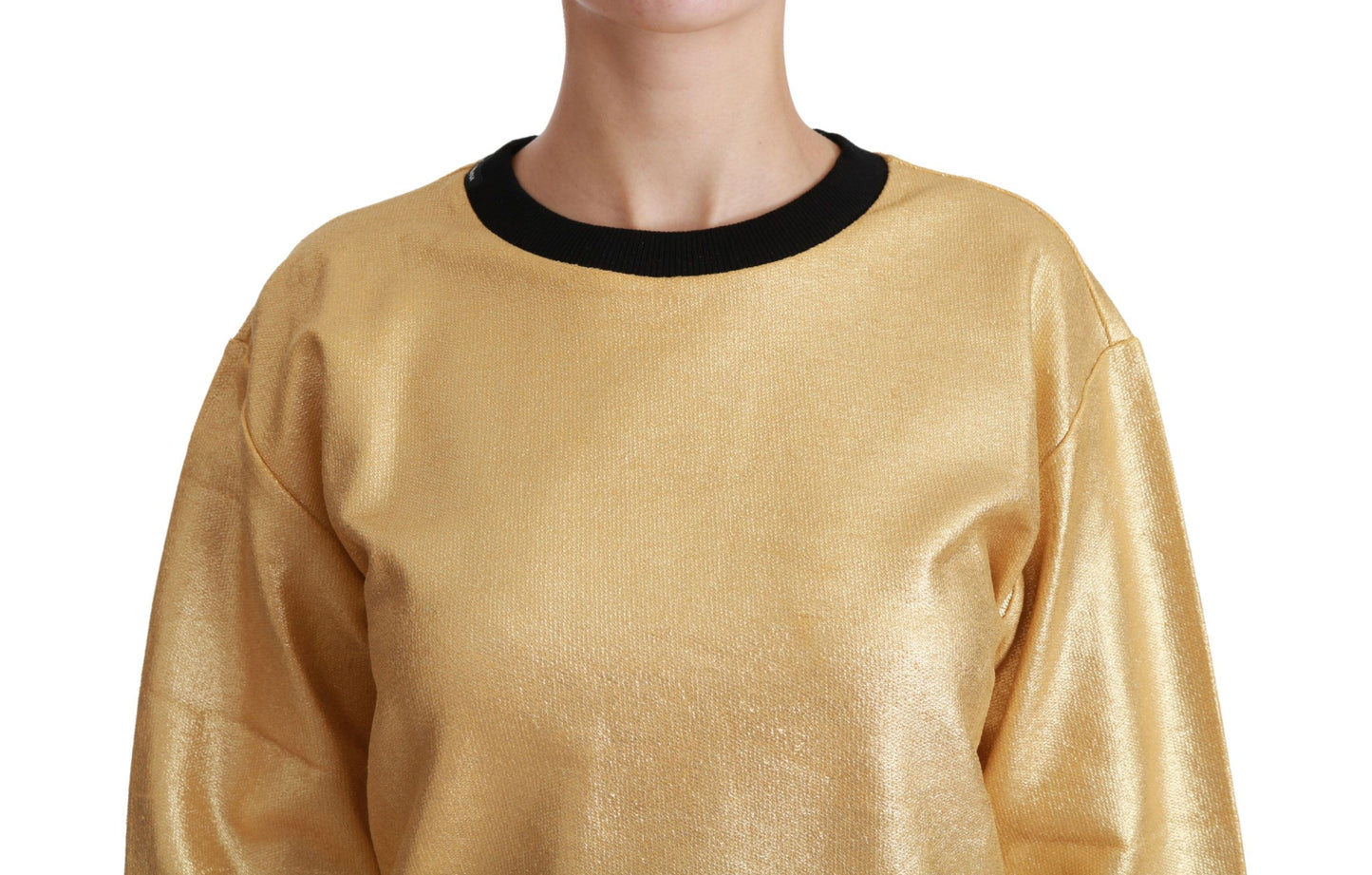 Dolce & Gabbana Elegante Maglione Girocollo In Cotone Oro