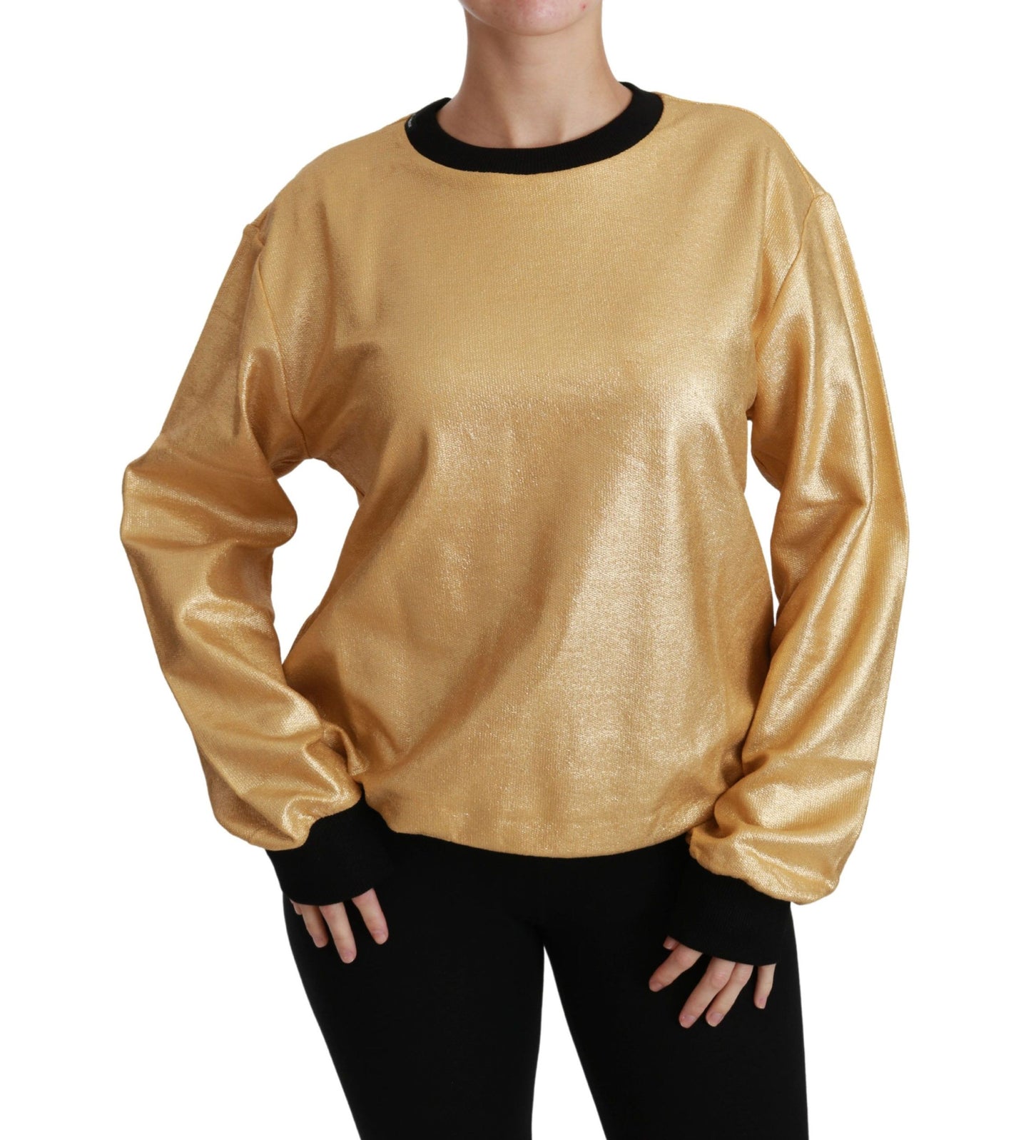 Dolce & Gabbana Elegante Maglione Girocollo In Cotone Oro