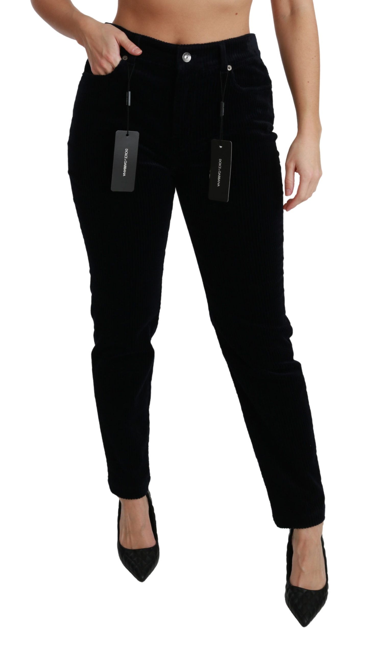 Dolce & Gabbana Jeans skinny in velluto a coste a vita media chic