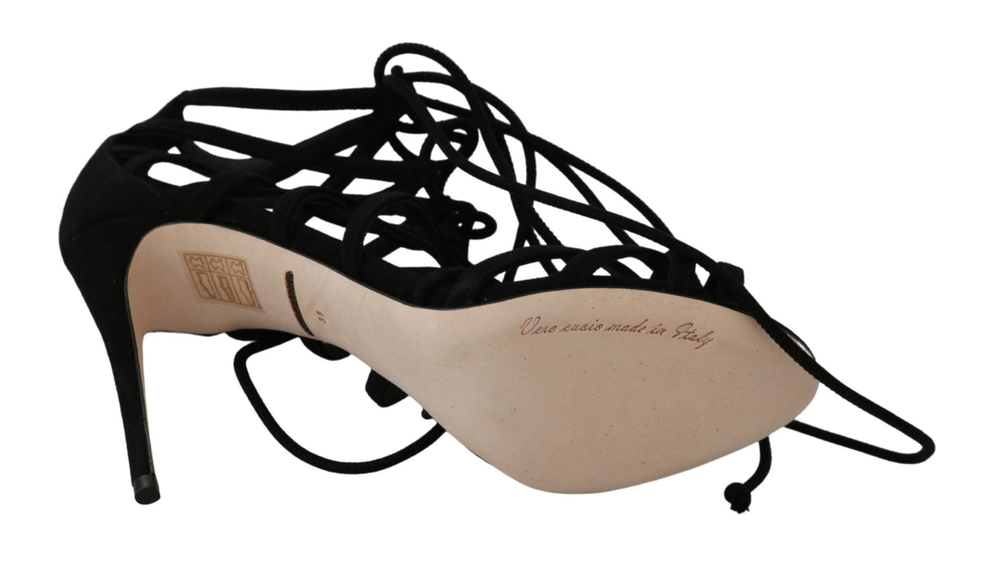 Dolce & Gabbana eleganti sandali con cinturino alla caviglia in pelle scamosciata nera