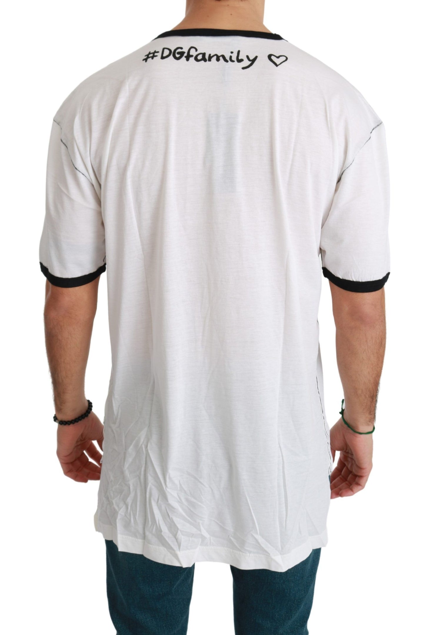 T-shirt da uomo elegante in misto seta bianca Dolce & Gabbana