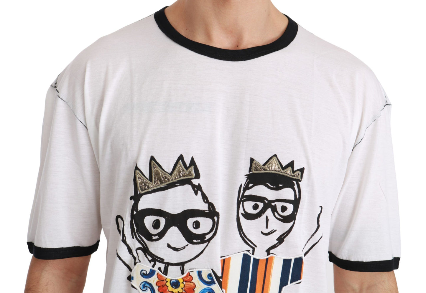 T-shirt da uomo elegante in misto seta bianca Dolce & Gabbana