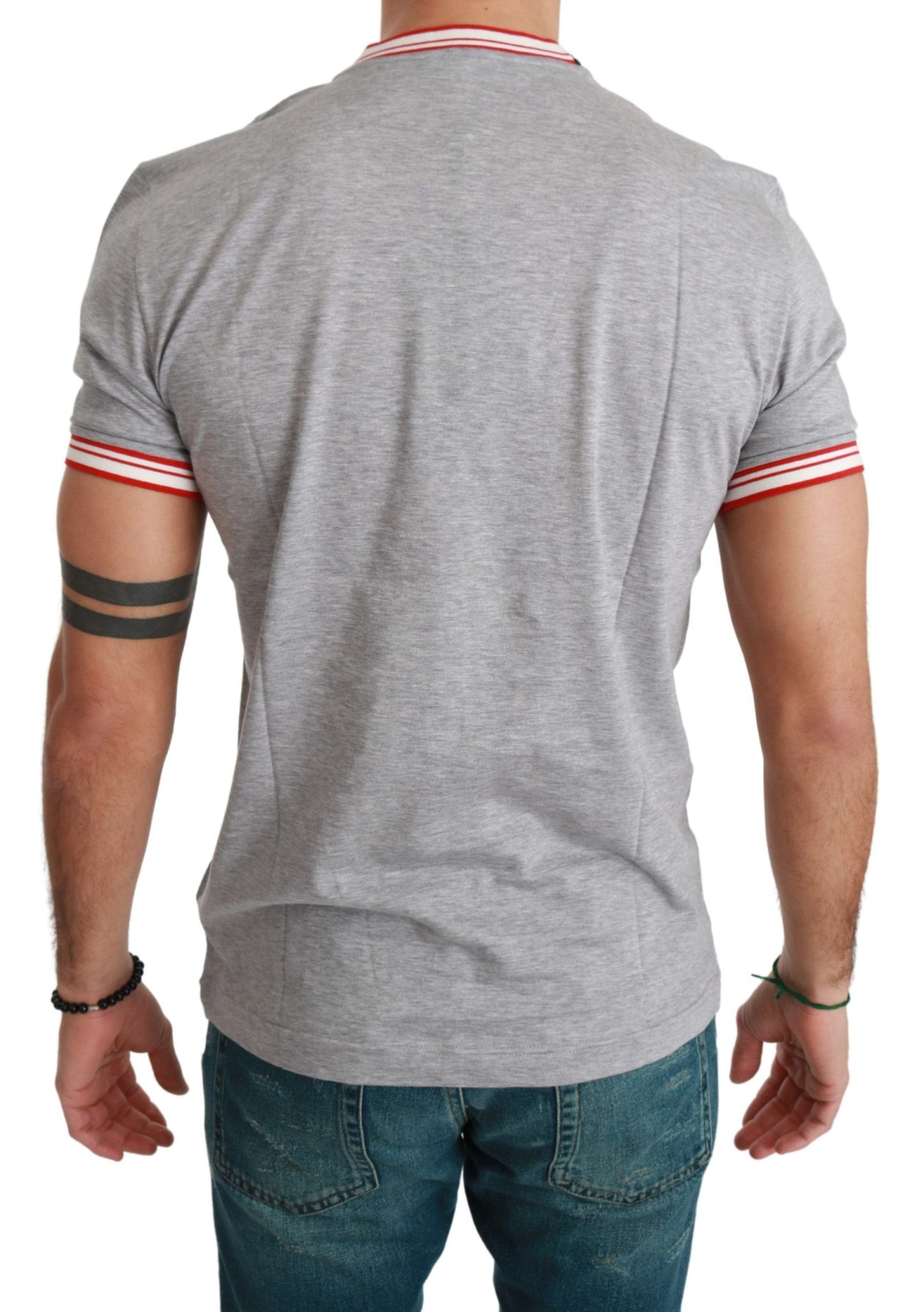 T-shirt Dolce & Gabbana Chic in cotone grigio con motivo dell'anno del maiale