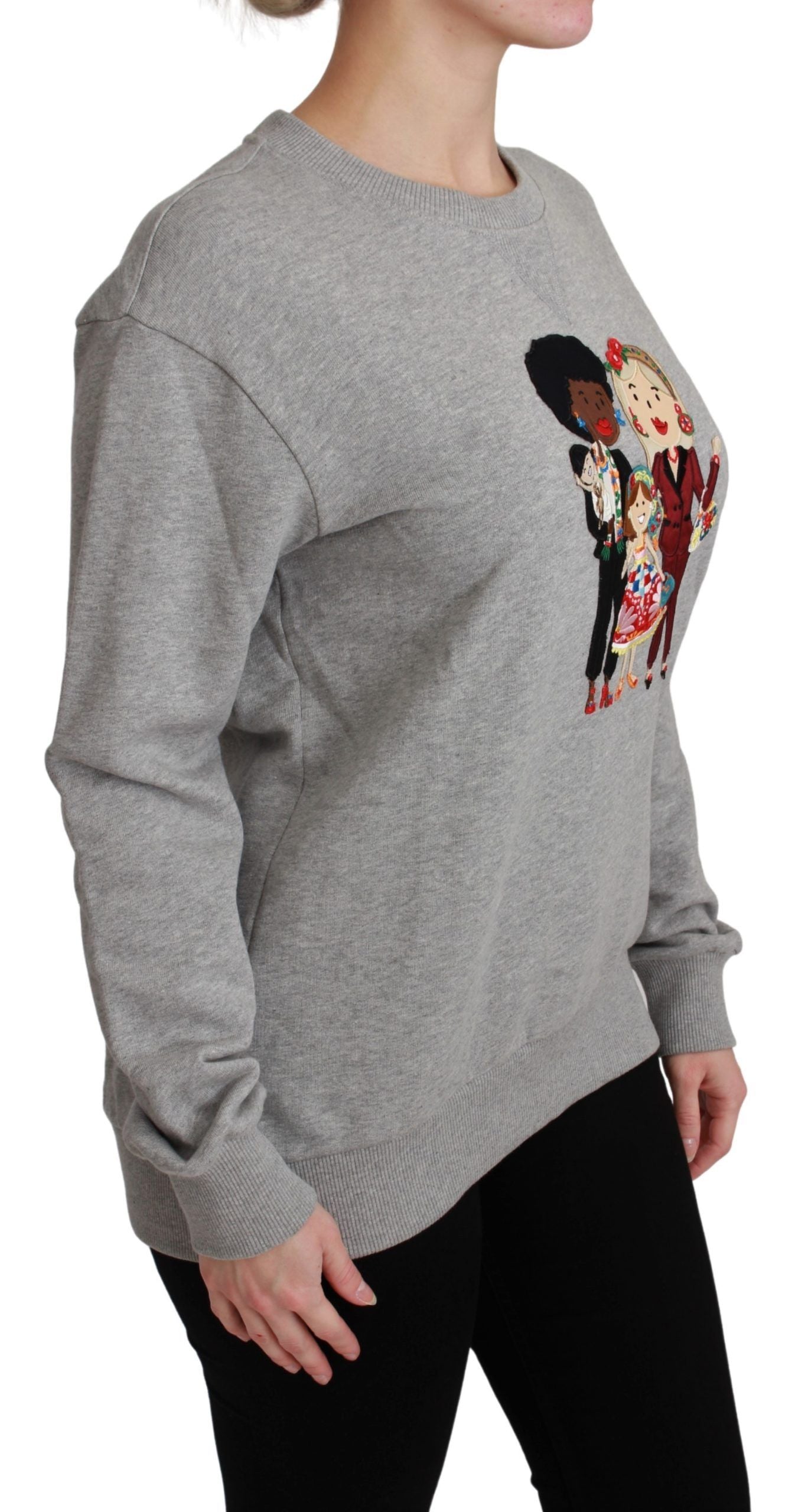 Dolce & Gabbana Maglione Girocollo Elegante Ricamato Multicolor