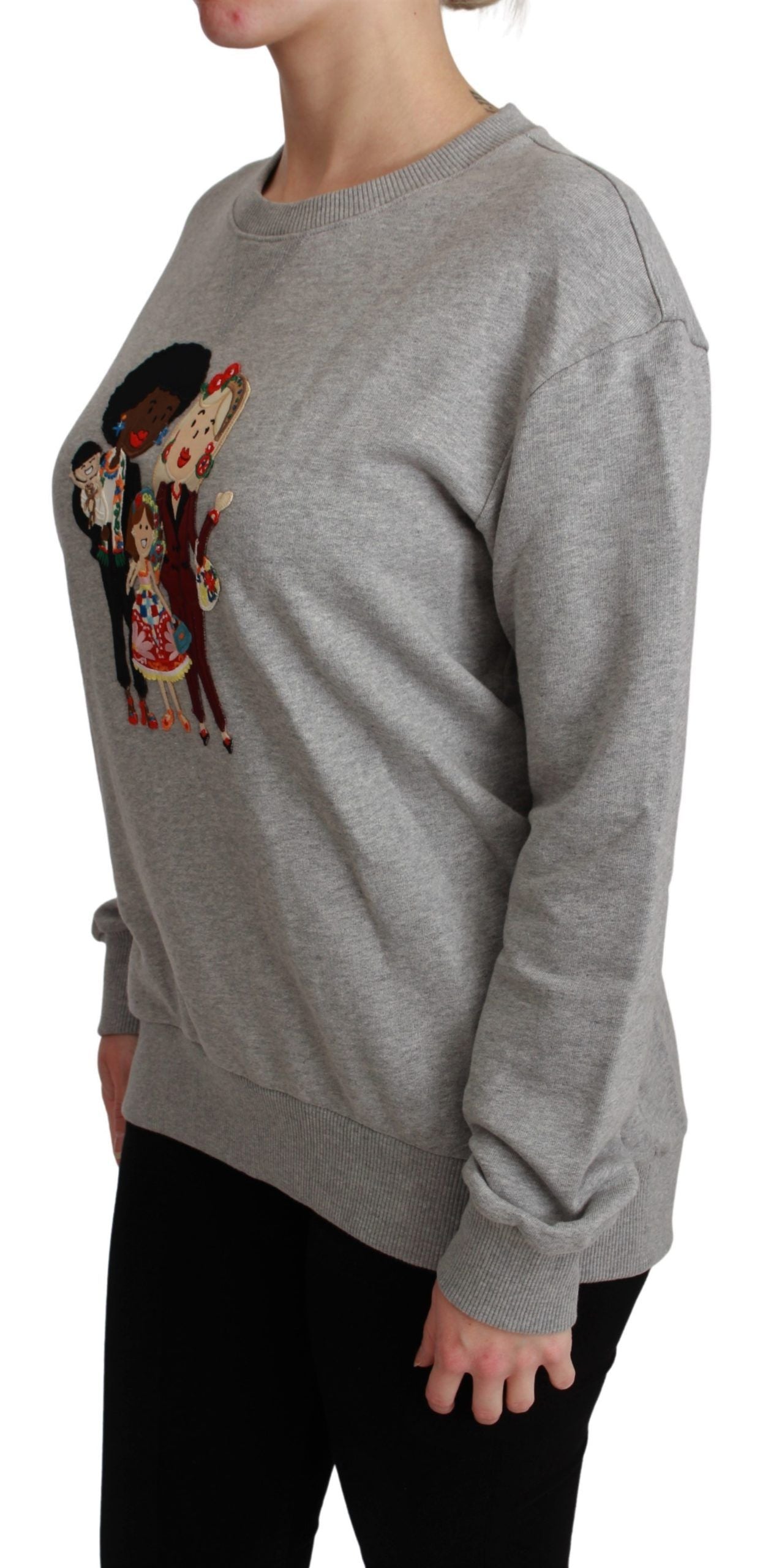 Dolce & Gabbana Maglione Girocollo Elegante Ricamato Multicolor