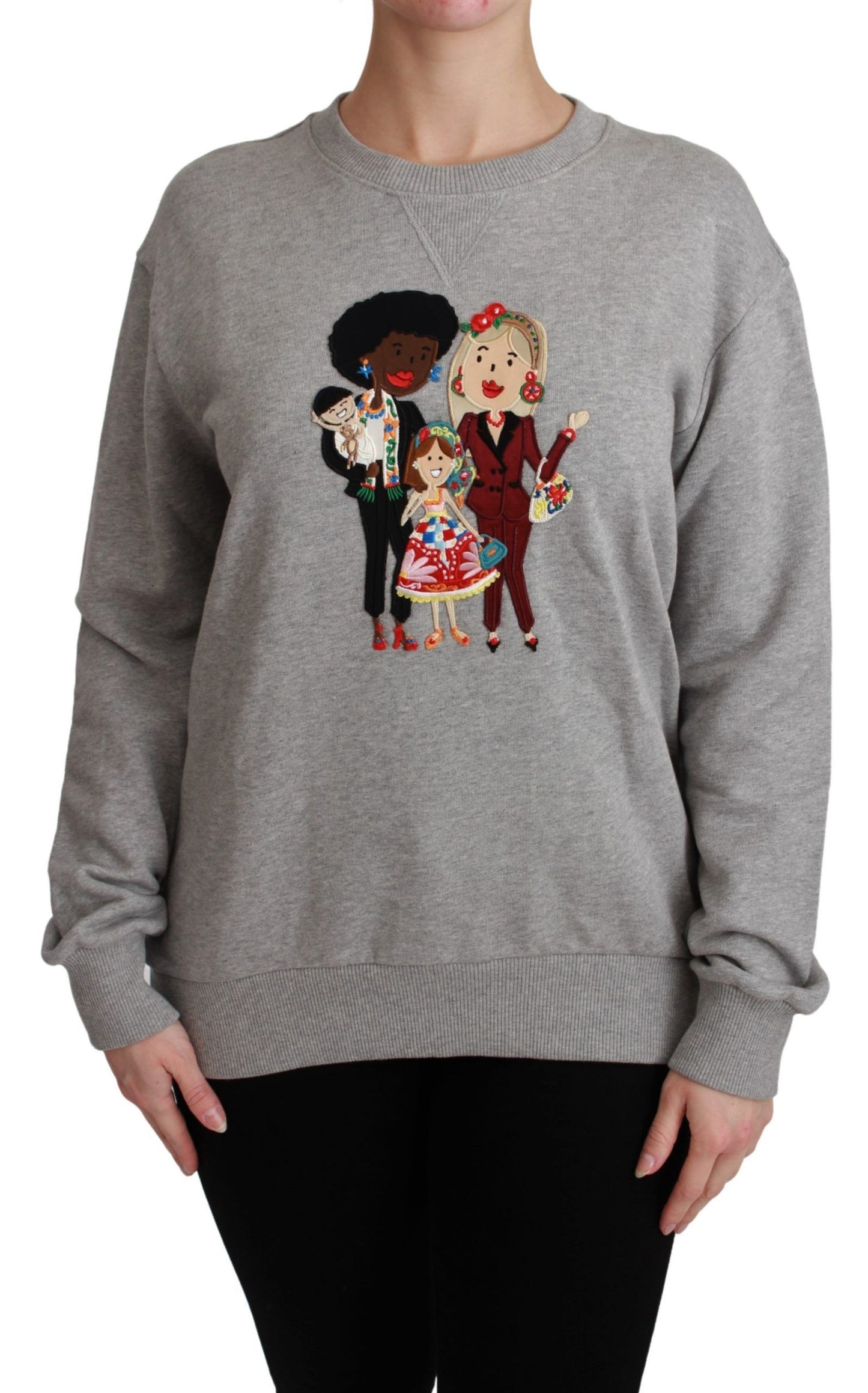 Dolce & Gabbana Maglione Girocollo Elegante Ricamato Multicolor