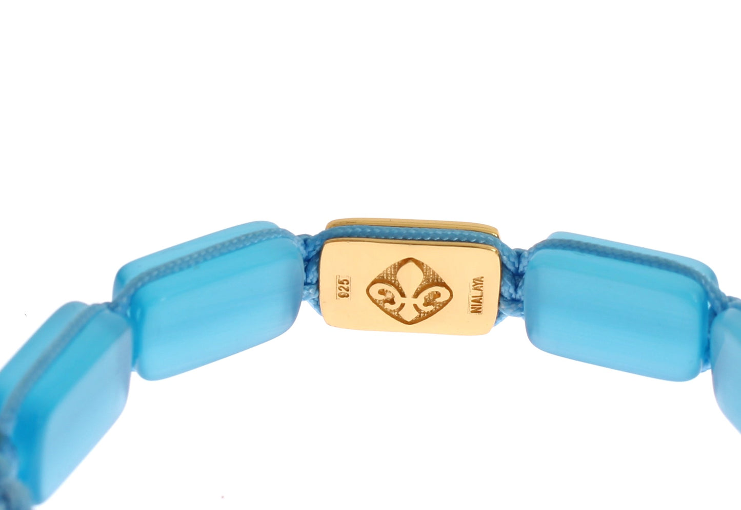 Nialaya elegante bracciale con opale blu e tempestato di diamanti