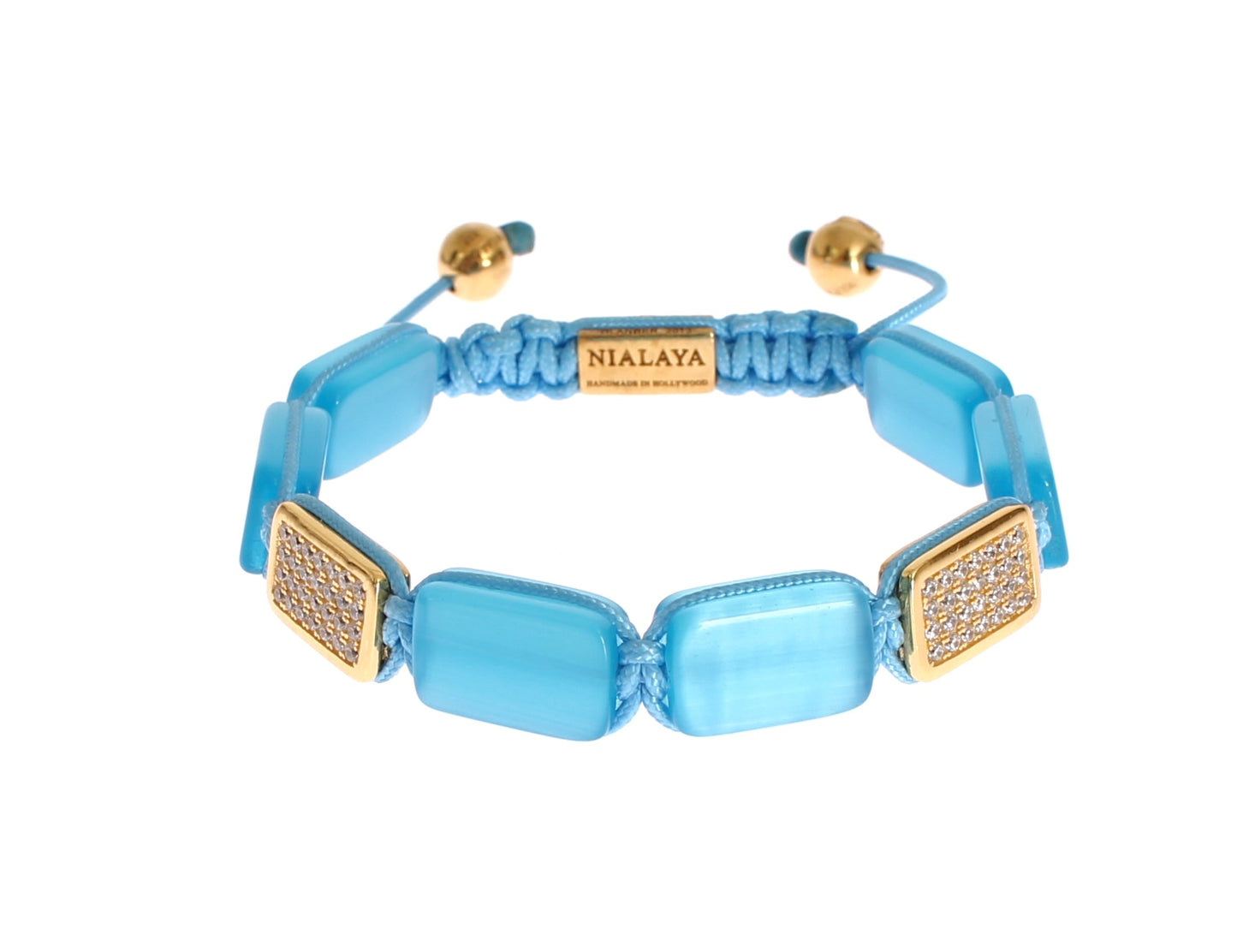 Nialaya elegante bracciale con opale blu e tempestato di diamanti