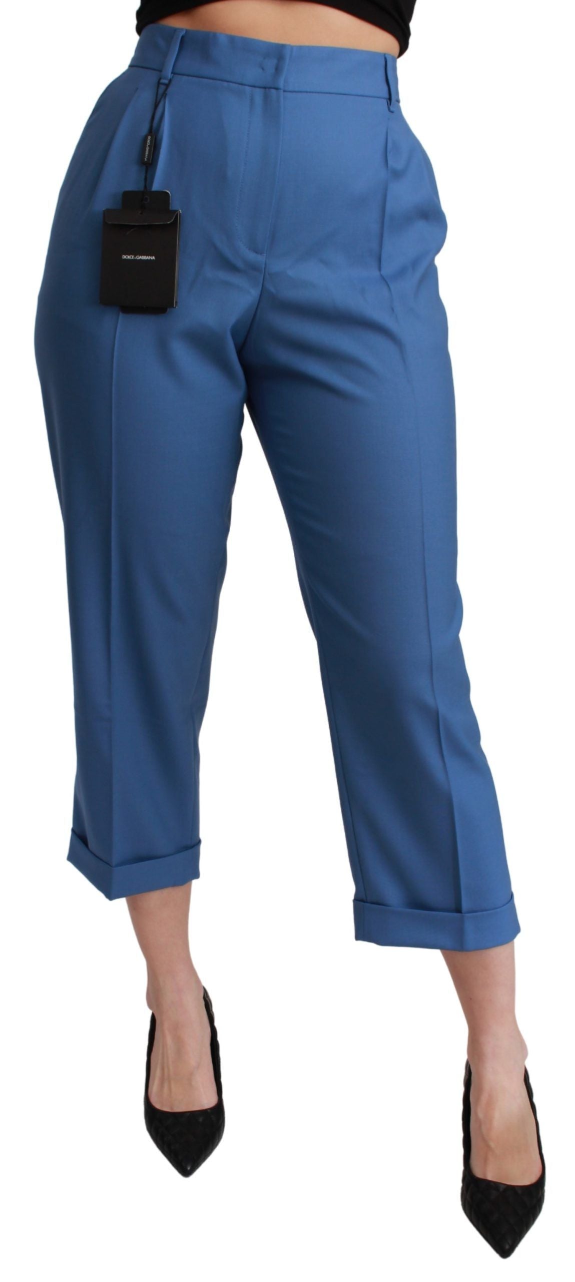 Pantaloni eleganti con risvolto in lana plissettata Dolce & Gabbana