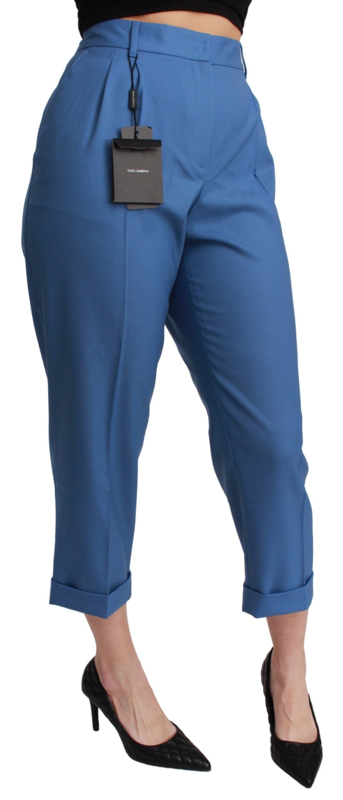 Pantaloni eleganti con risvolto in lana plissettata Dolce & Gabbana