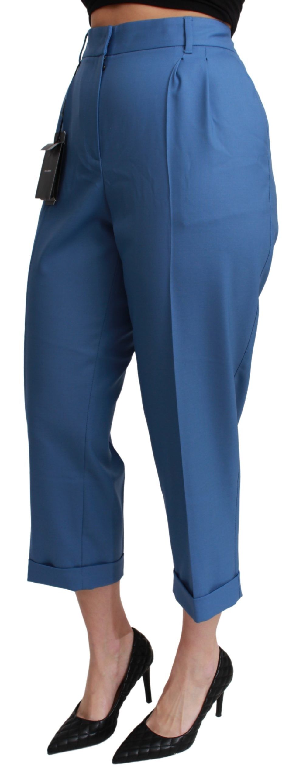 Pantaloni eleganti con risvolto in lana plissettata Dolce & Gabbana