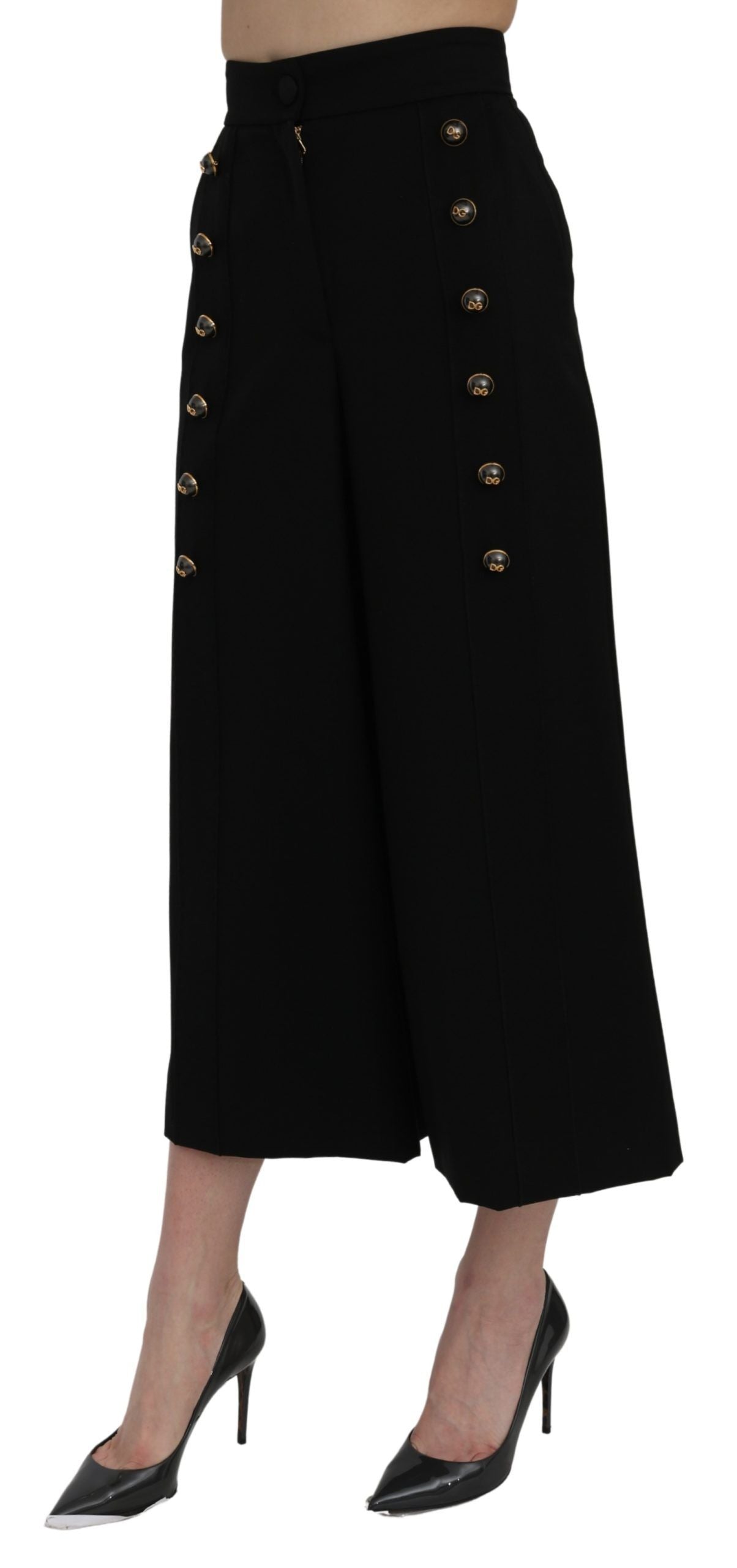 Dolce & Gabbana Pantaloni eleganti in lana a gamba larga a vita alta